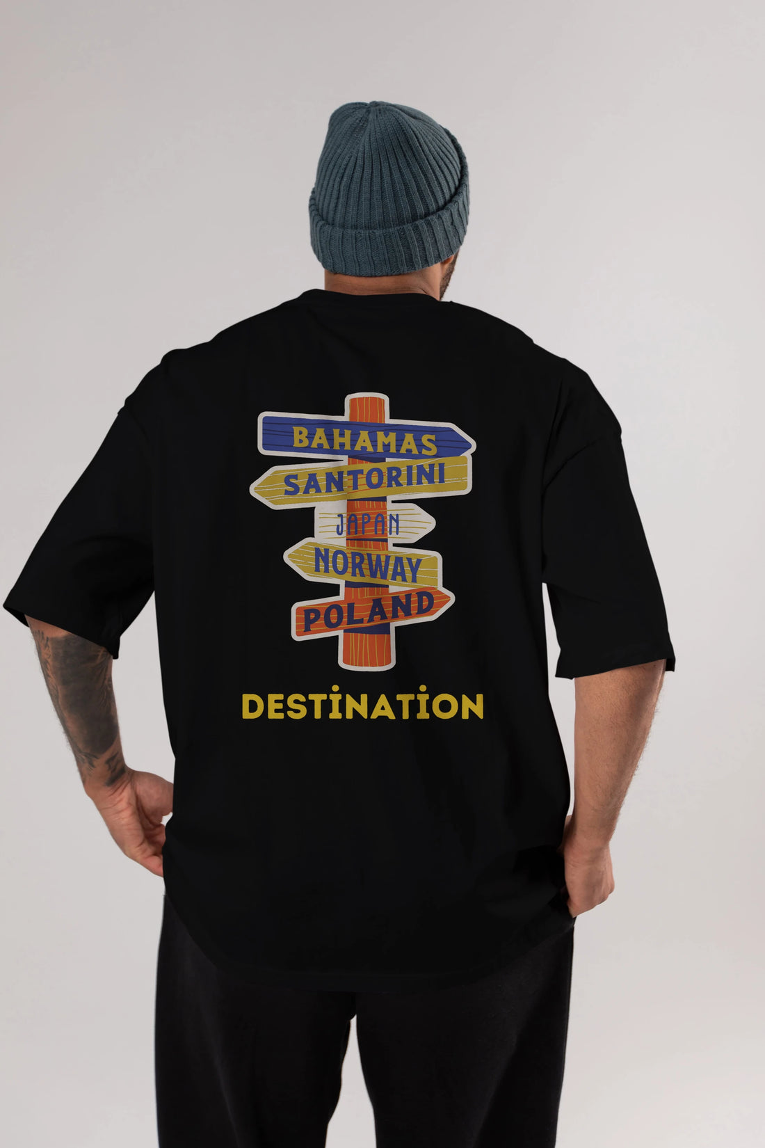 Destination Yazılı Arka Baskılı Oversize t-shirt Erkek Kadın Unisex