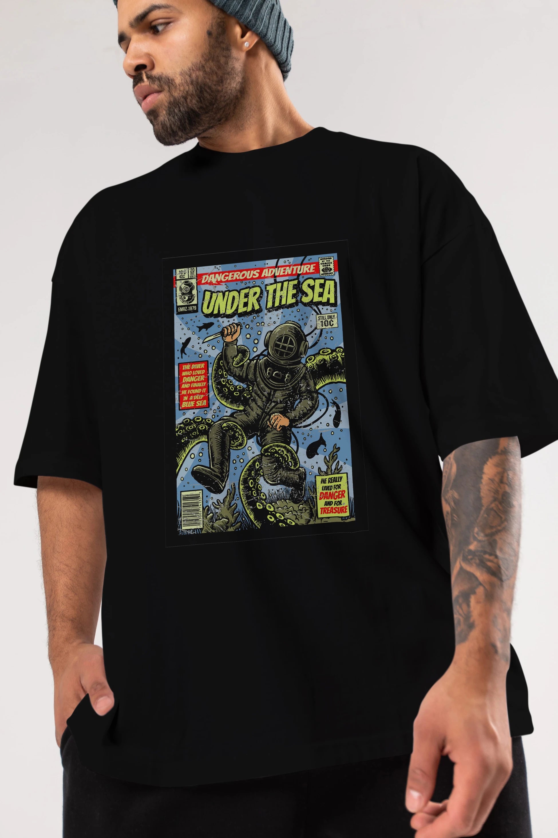 Under The Sea Ön Baskılı Oversize t-shirt Erkek Kadın Unisex %100 Pamuk tişort