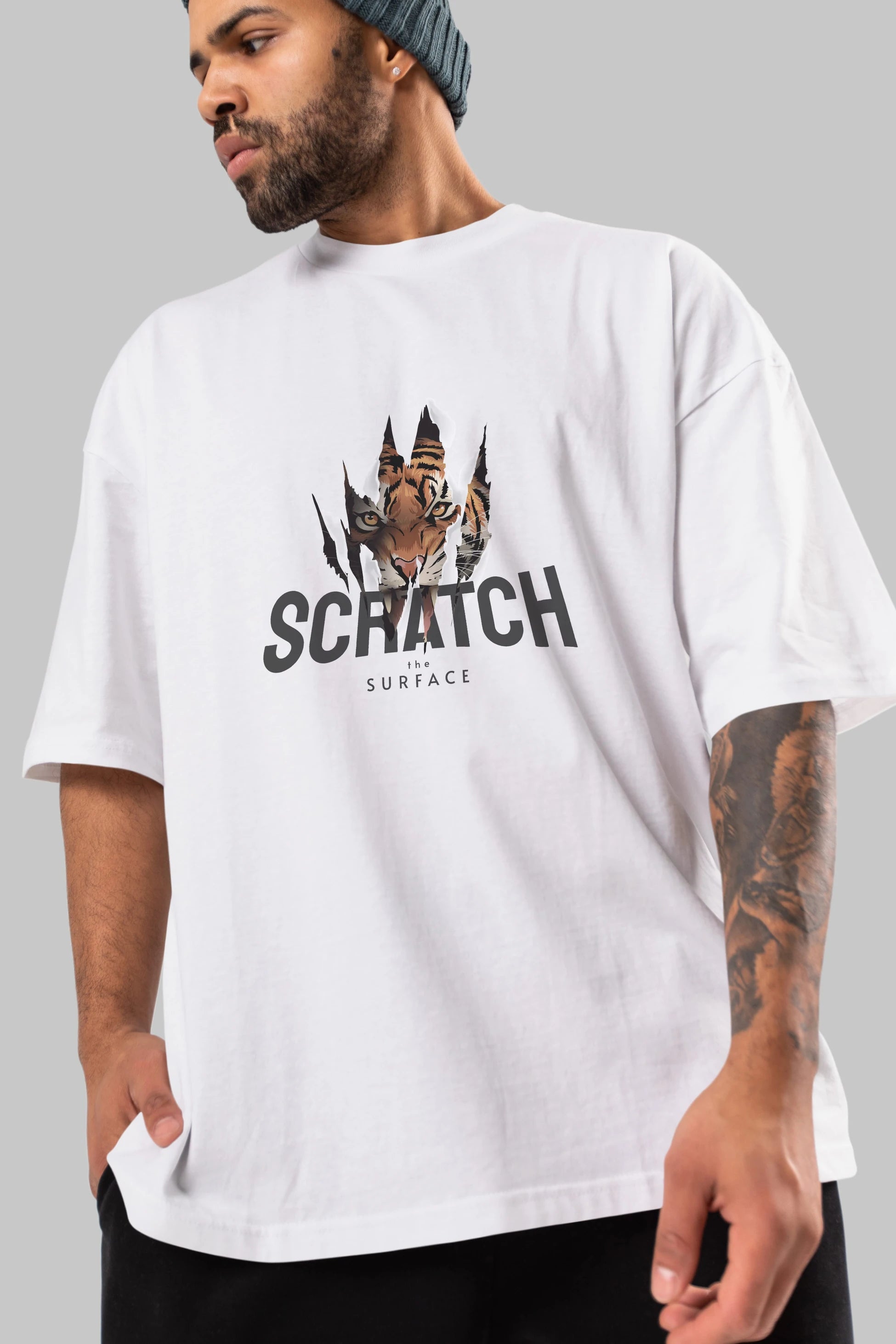 Teddy Bear Scratch Ön Baskılı Oversize t-shirt Erkek Kadın Unisex %100 Pamuk