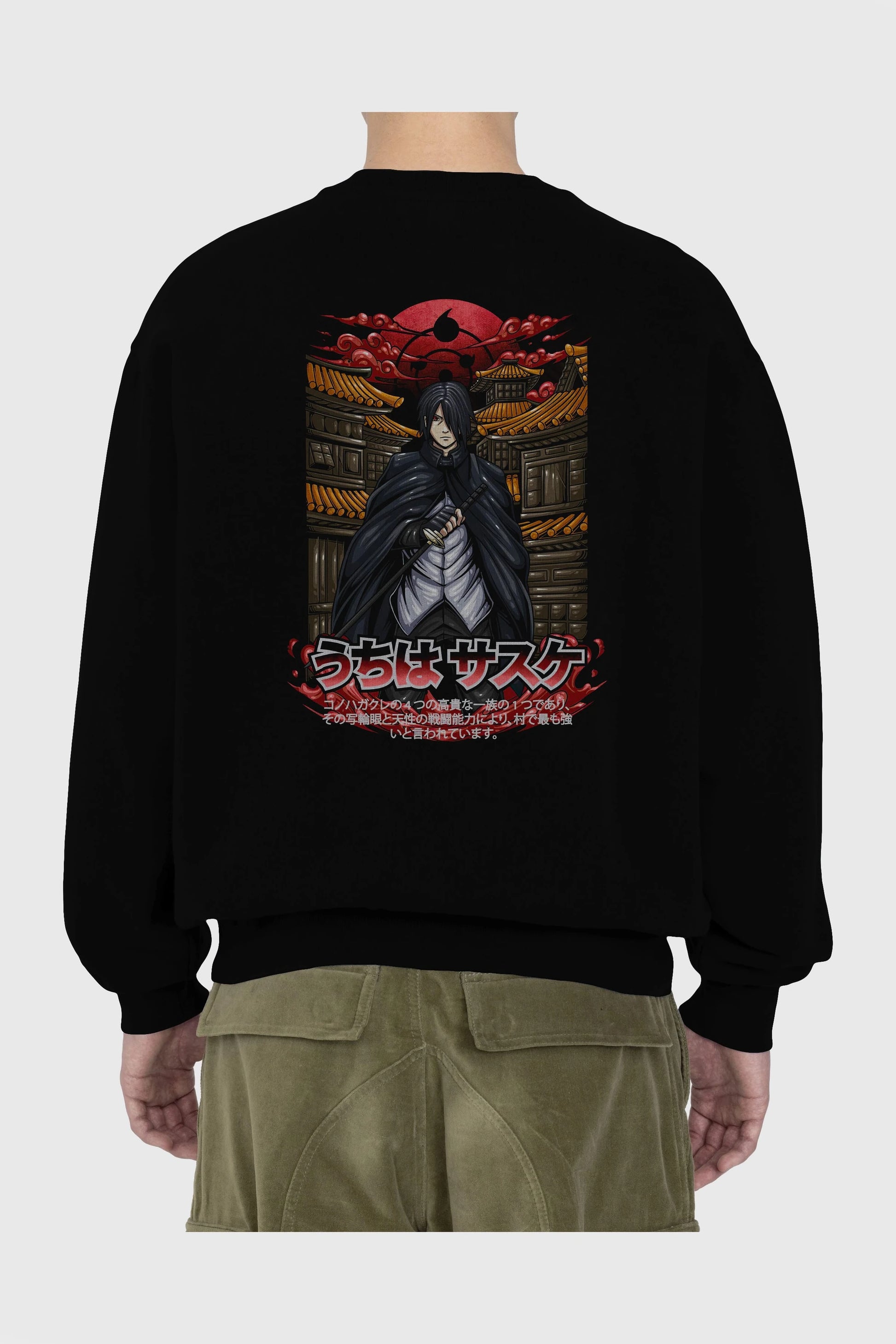 NARUTO SASUKE UCHIHA 1 Anime Arka Baskılı Oversize Sweatshirt Erkek Kadın Unisex
