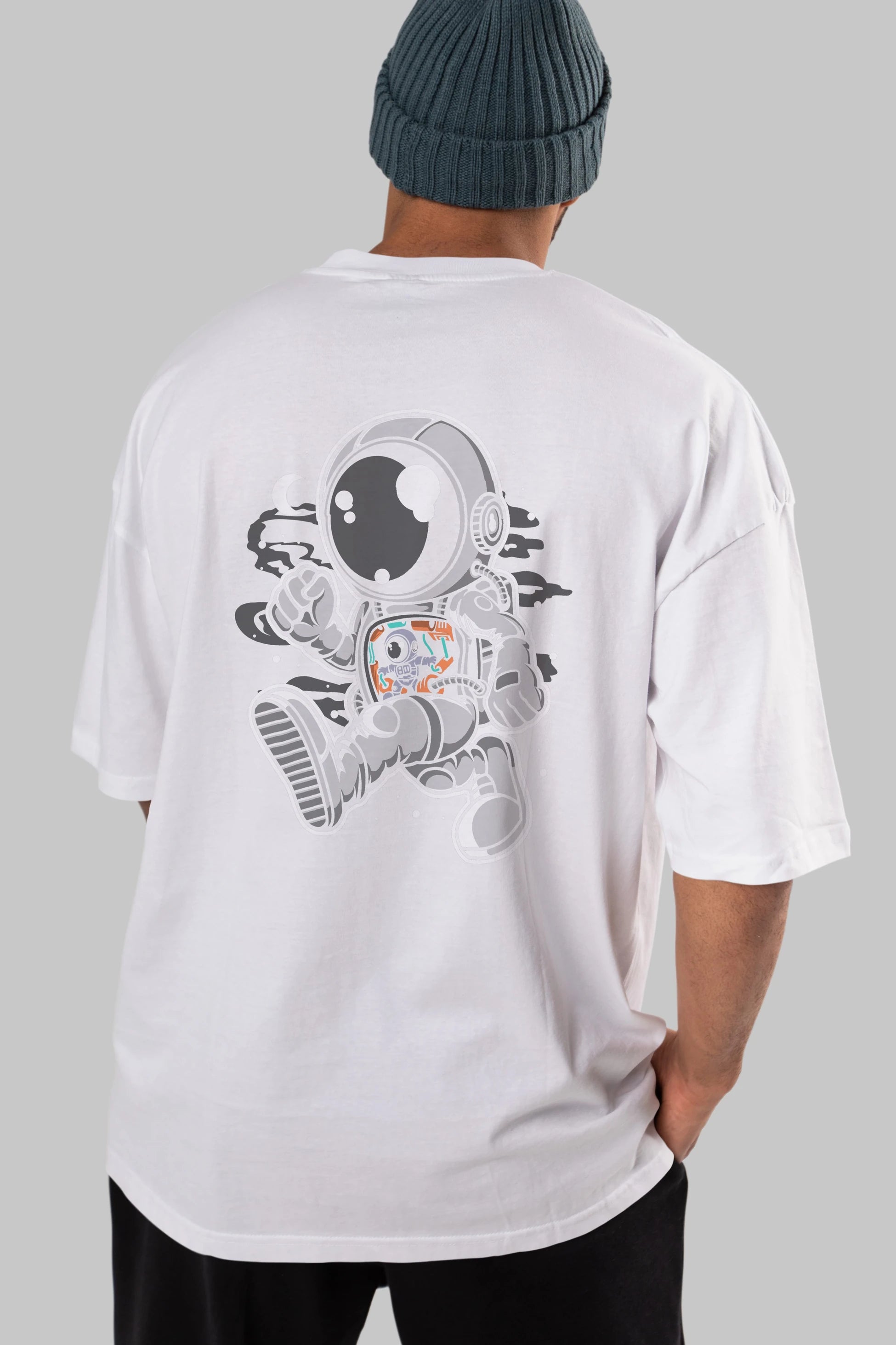 Astronaut Robotic Machine Arka Baskılı Oversize t-shirt Erkek Kadın Unisex