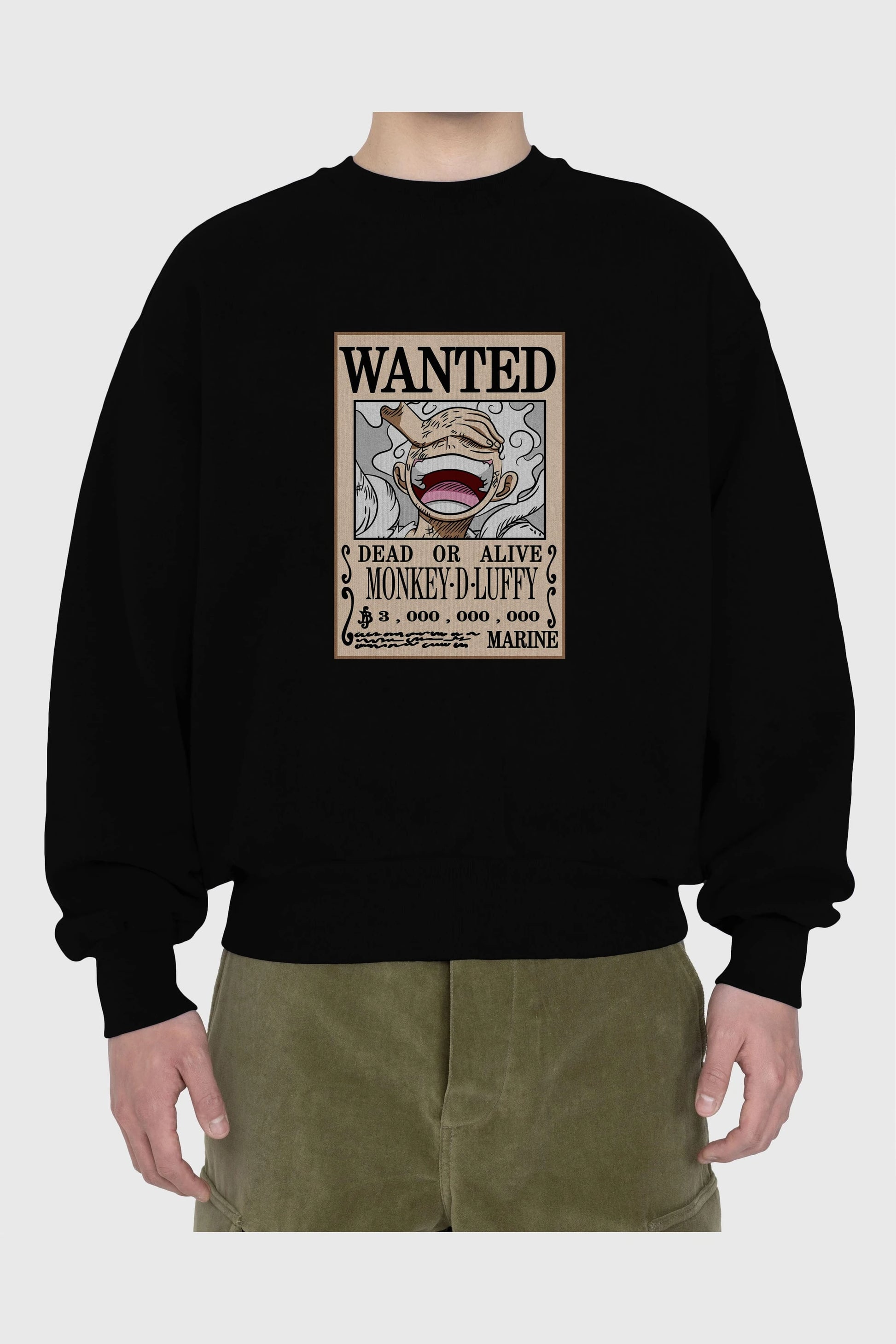 CARTEL LUFFY GEAR 5 Anime Ön Baskılı Oversize Sweatshirt Erkek Kadın Unisex