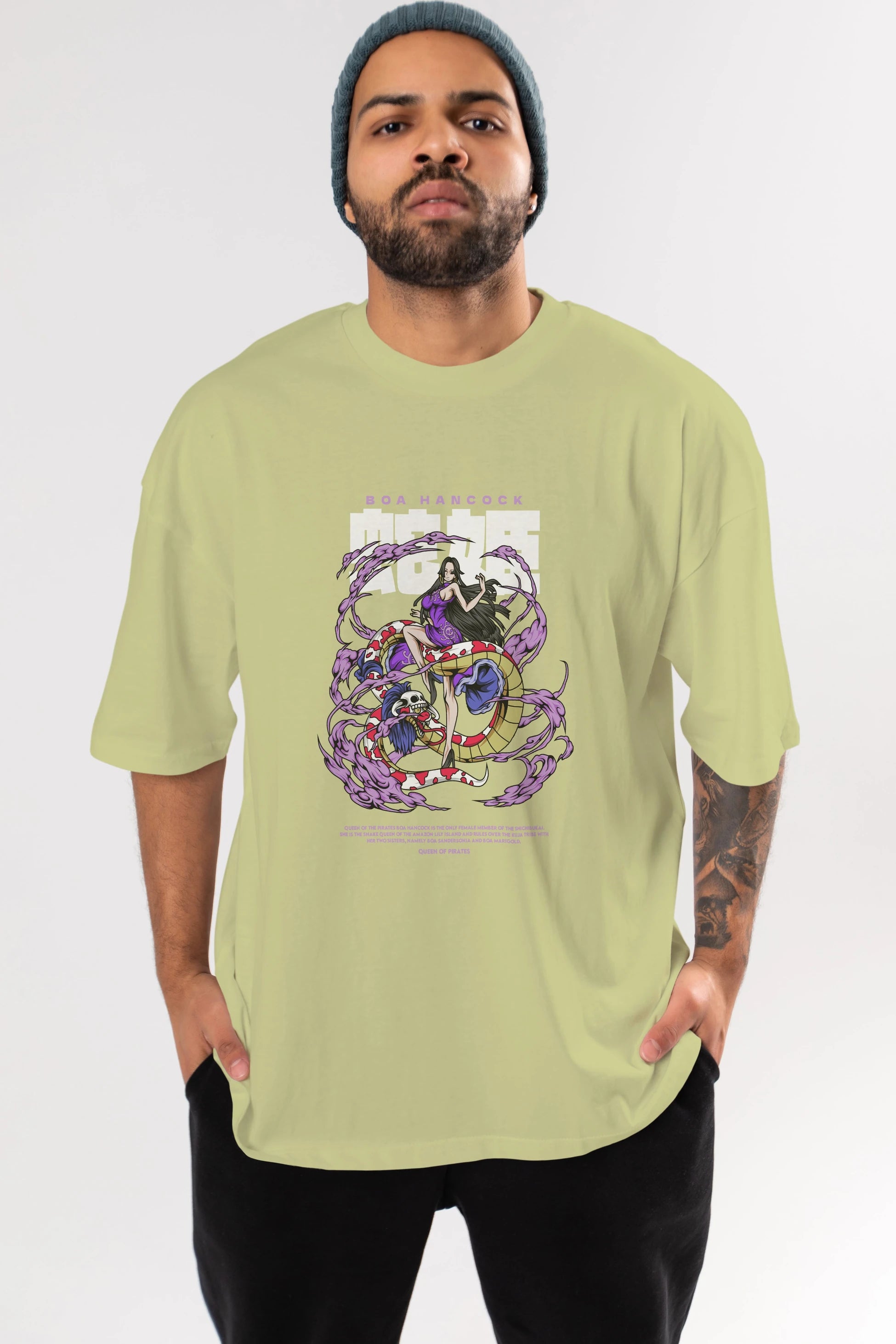 Boa Hancock Anime Ön Baskılı Oversize t-shirt %100 pamuk Erkek Kadın Unisex