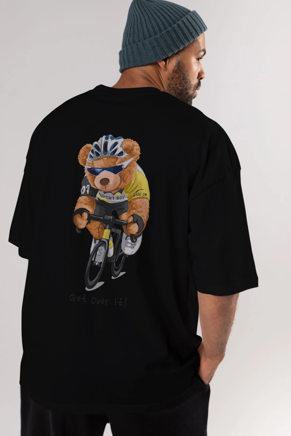 Teddy Bear Sport Boy Arka Baskılı Oversize t-shirt Erkek Kadın Unisex %100 Pamuk