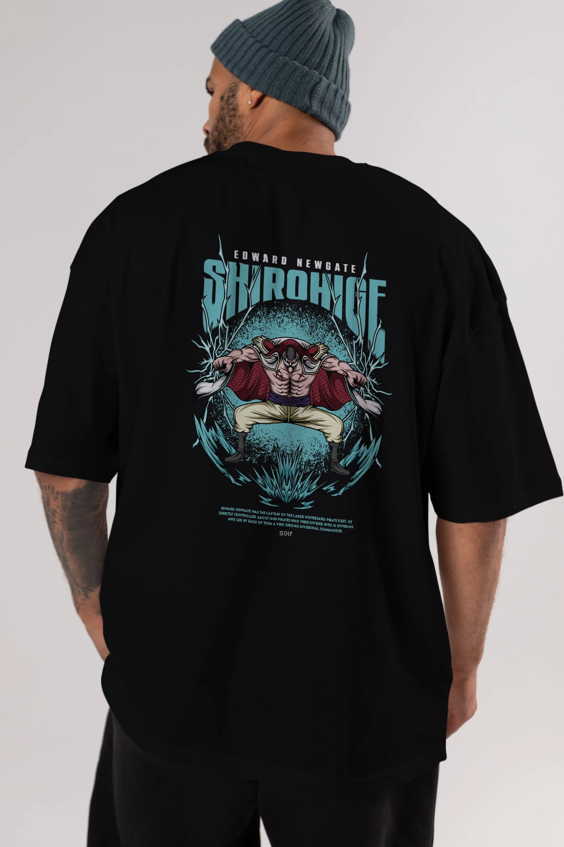 Shirohige Anime Arka Baskılı Oversize t-shirt Erkek Kadın Unisex