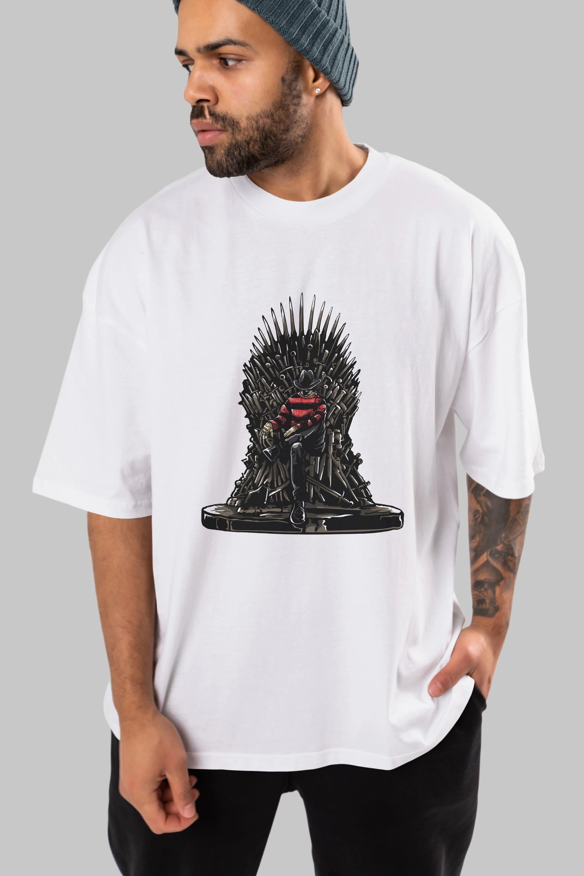 Nightmare Throne Ön Baskılı Oversize t-shirt Erkek Kadın Unisex %100 Pamuk tişort