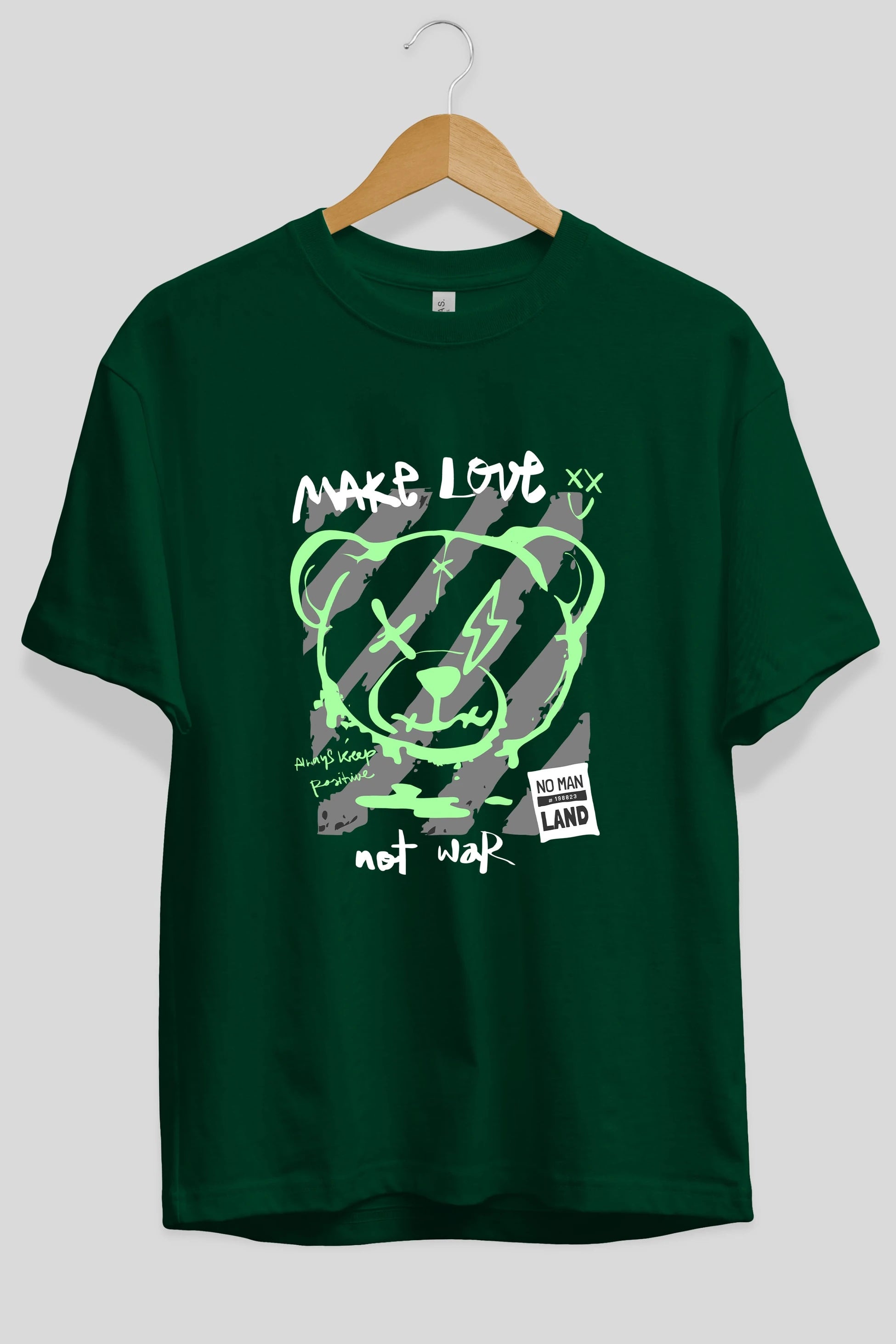 Make Love Bear Ön Baskılı Oversize t-shirt Erkek Kadın Unisex