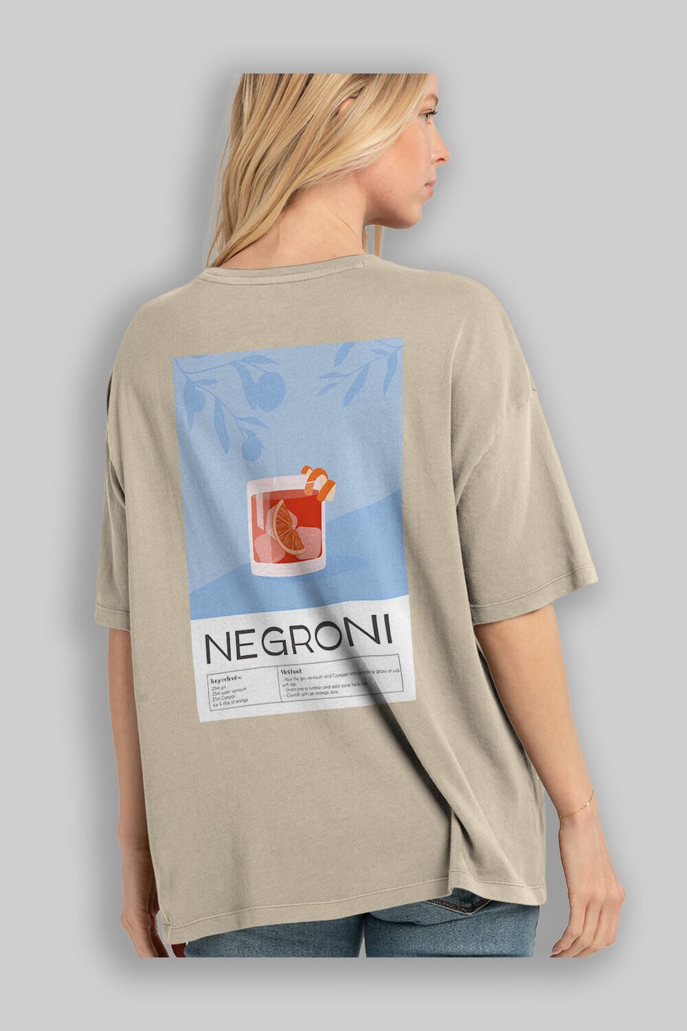 Negroni Arka Baskılı Oversize t-shirt Erkek Kadın Unisex %100 Pamuk Bisiklet Yaka tişort
