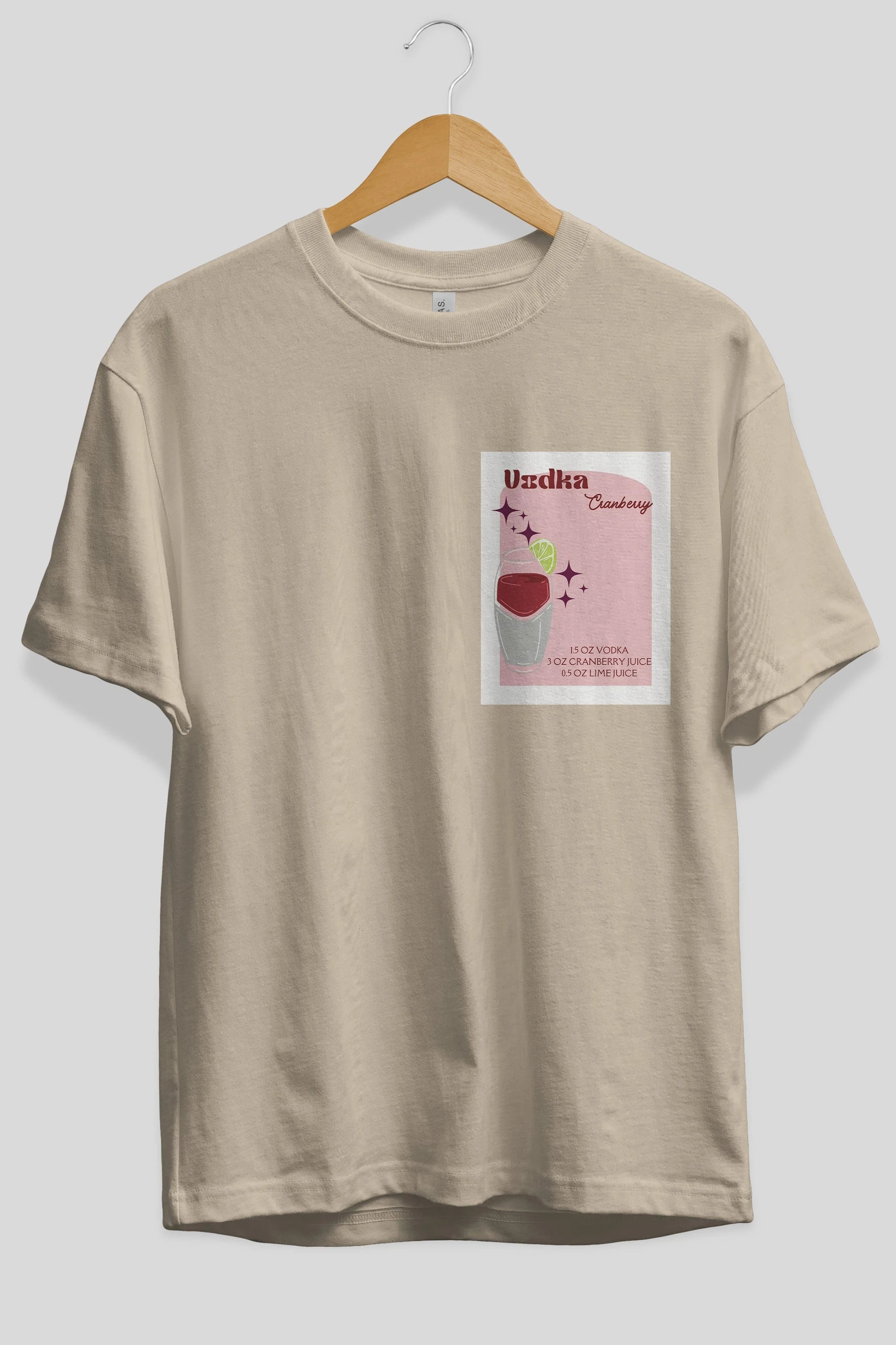 Vodka Cranberry 2 Ön Sol Baskılı Oversize t-shirt Erkek Kadın Unisex %100 Pamuk Bisiklet Yaka tişort