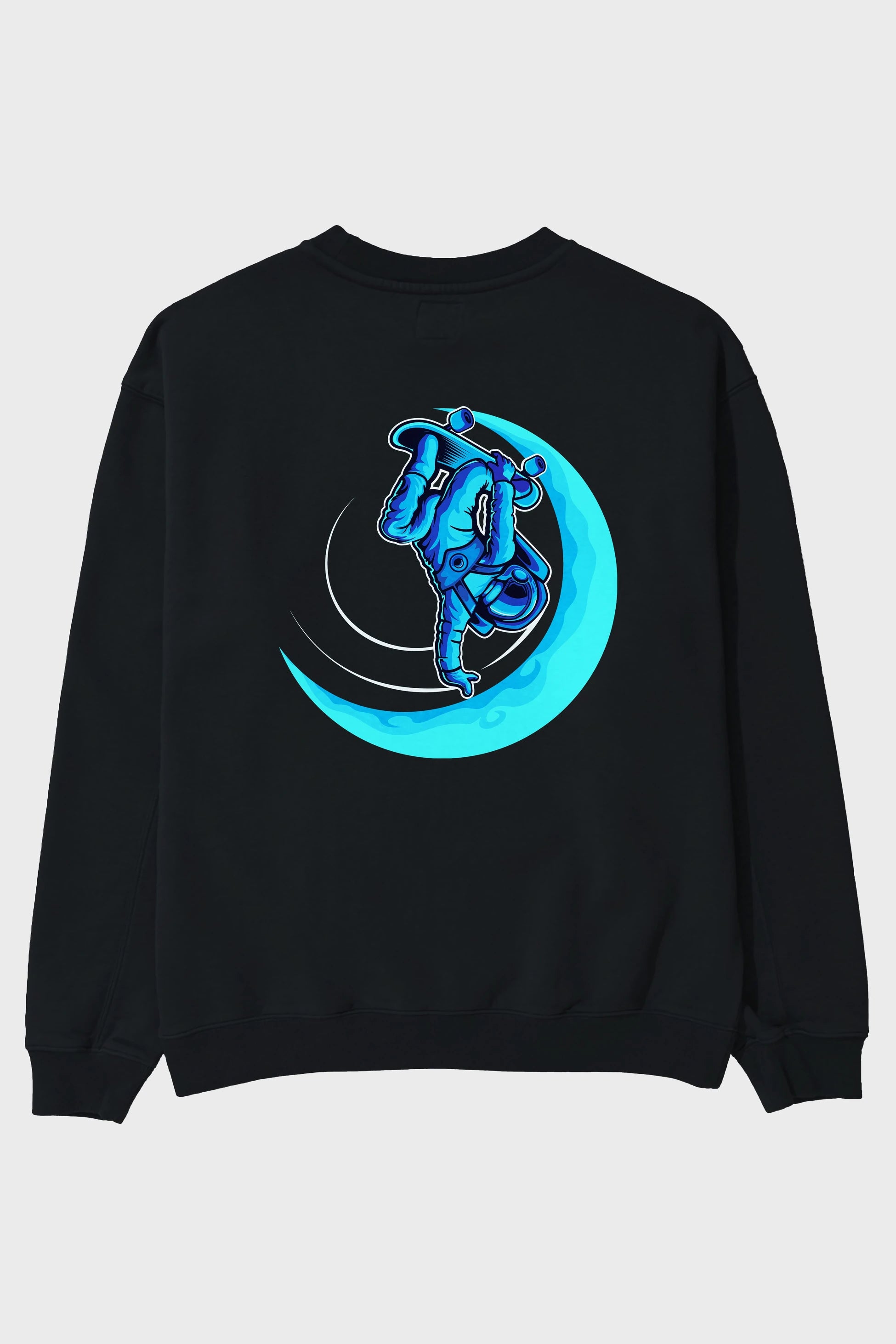 Skating on the moon Arka Baskılı Oversize Sweatshirt Erkek Kadın Unisex