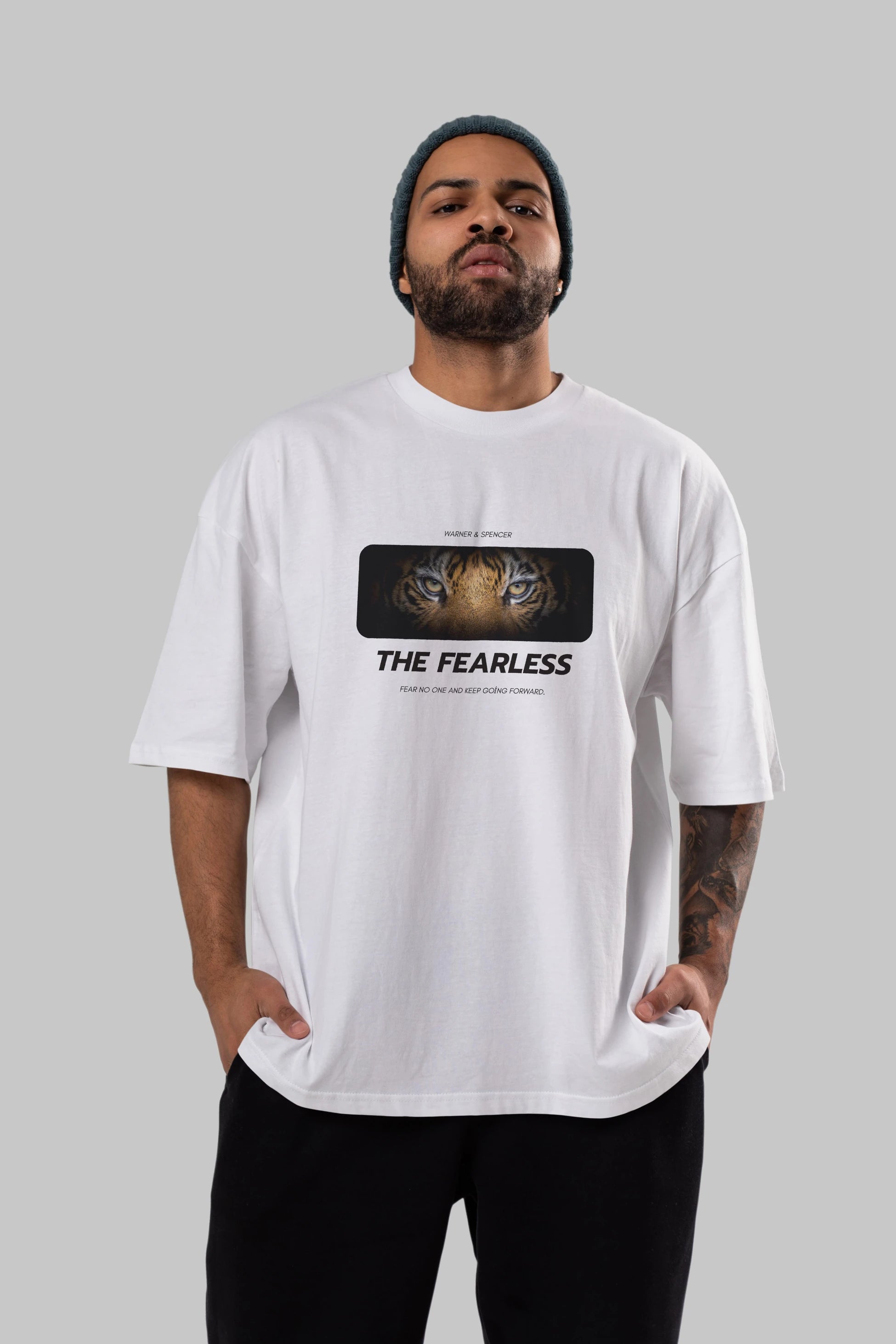 The Fearless Yazılı Ön Baskılı Oversize t-shirt Erkek Kadın Unisex