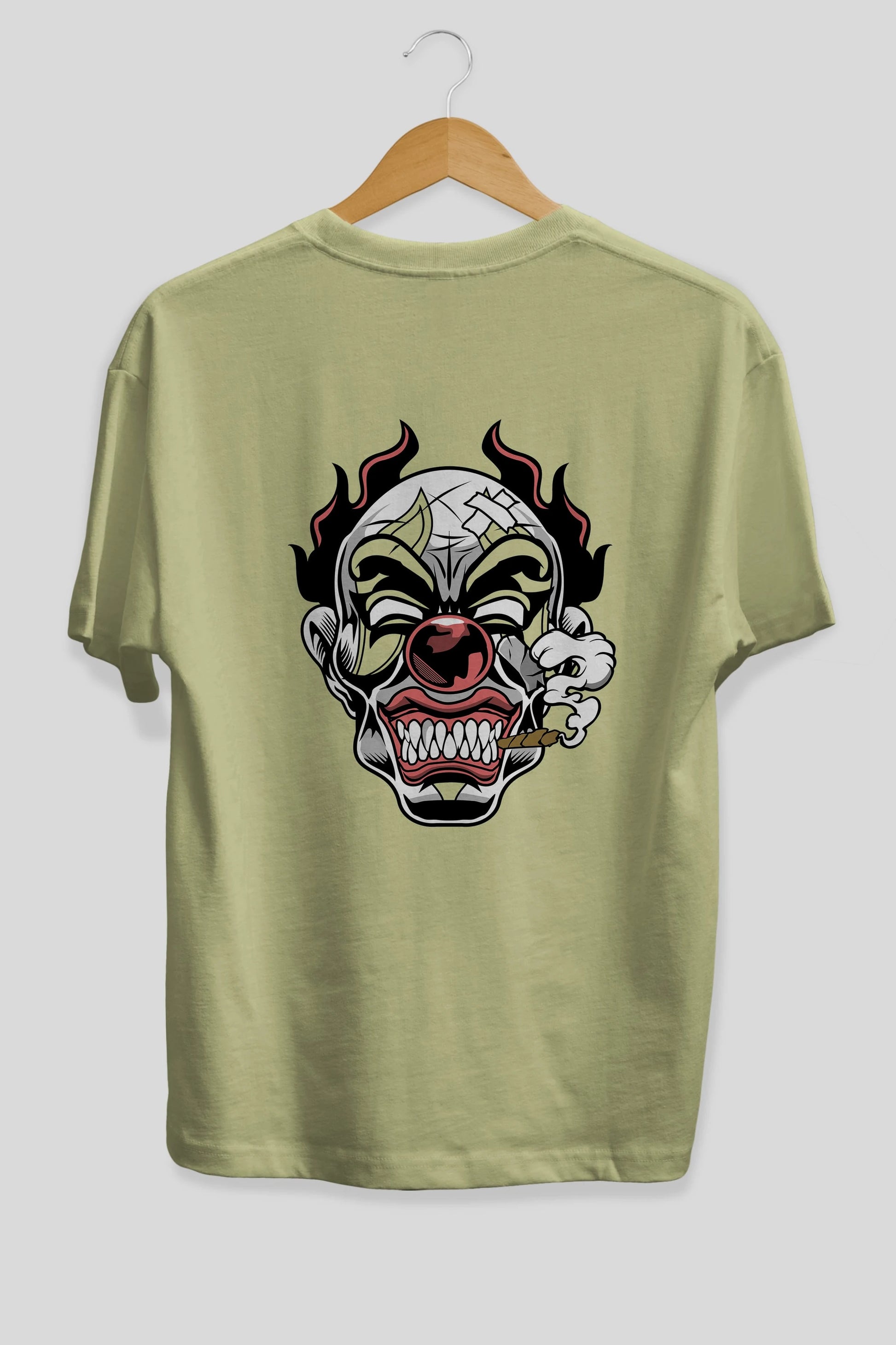 Clown Horror Arka Baskılı Oversize t-shirt Erkek Kadın Unisex %100 Pamuk tişort