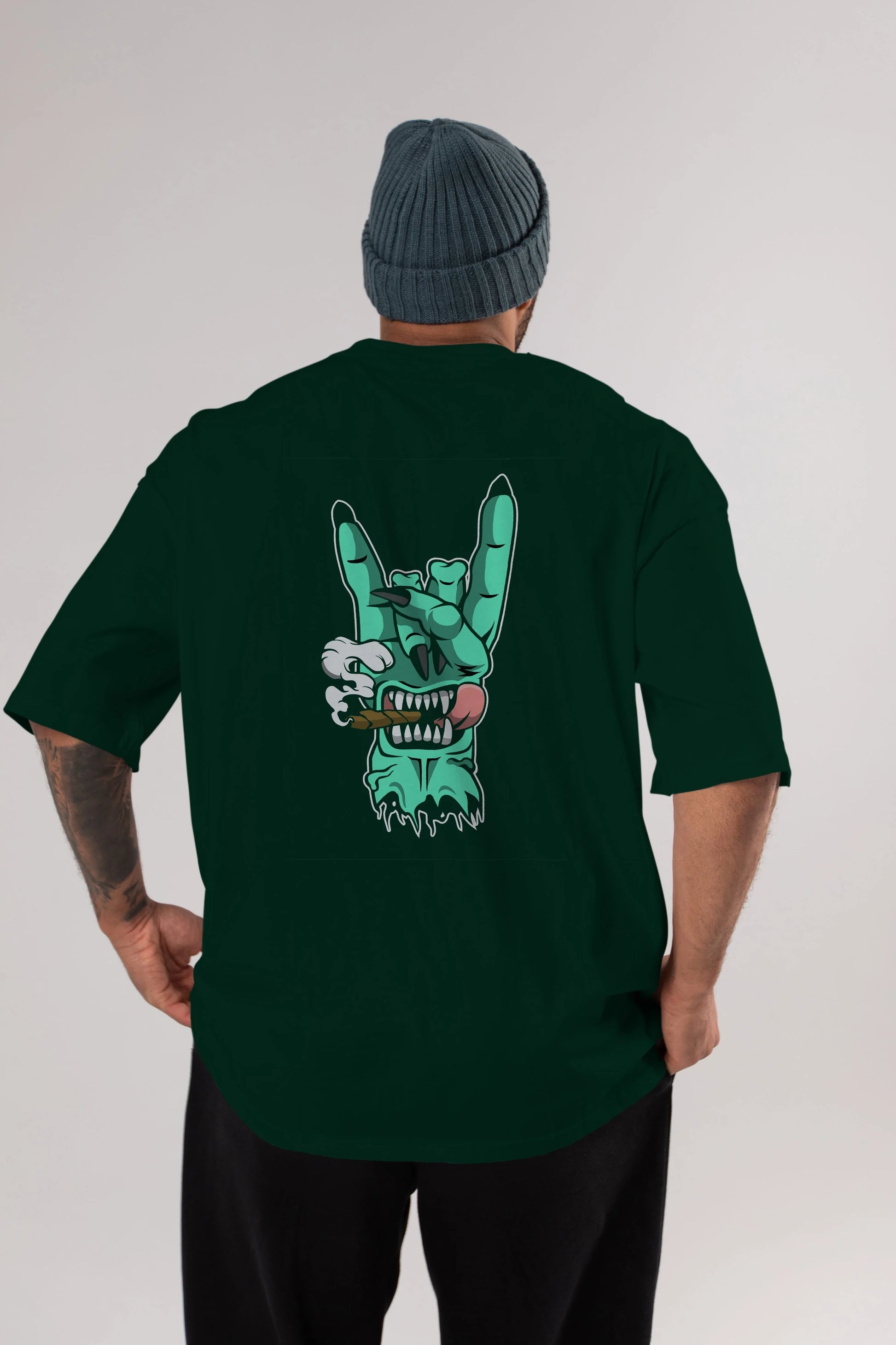 Metal Sign Arka Baskılı Oversize t-shirt Erkek Kadın Unisex %100 Pamuk tişort