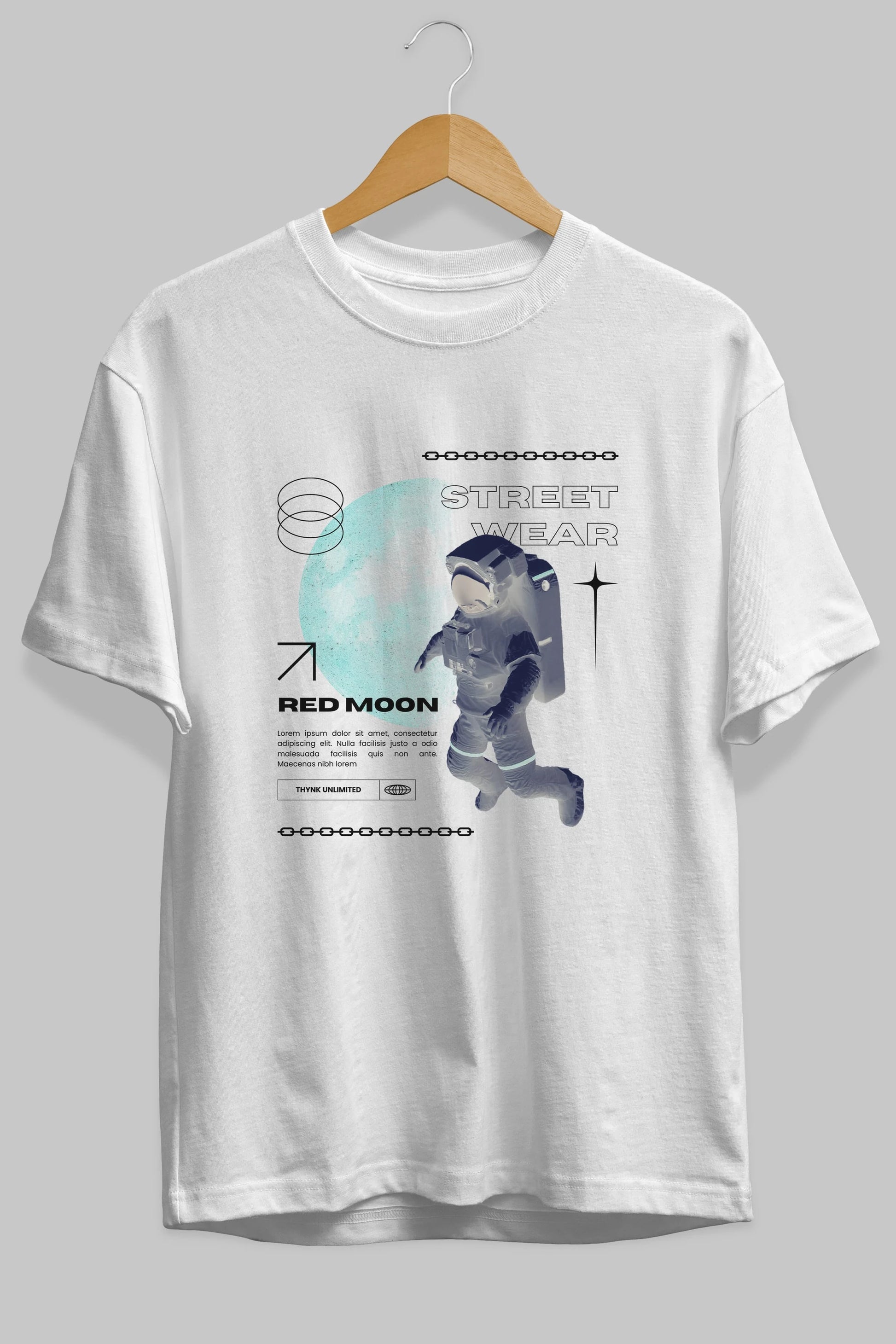 Red Moon Streetwear Ön Baskılı Oversize t-shirt Erkek Kadın Unisex