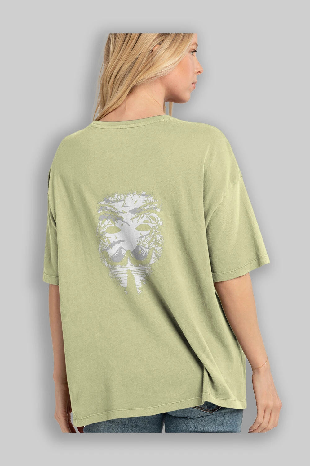 The Mask (2) Arka Baskılı Oversize t-shirt %100 pamuk Erkek Kadın Unisex
