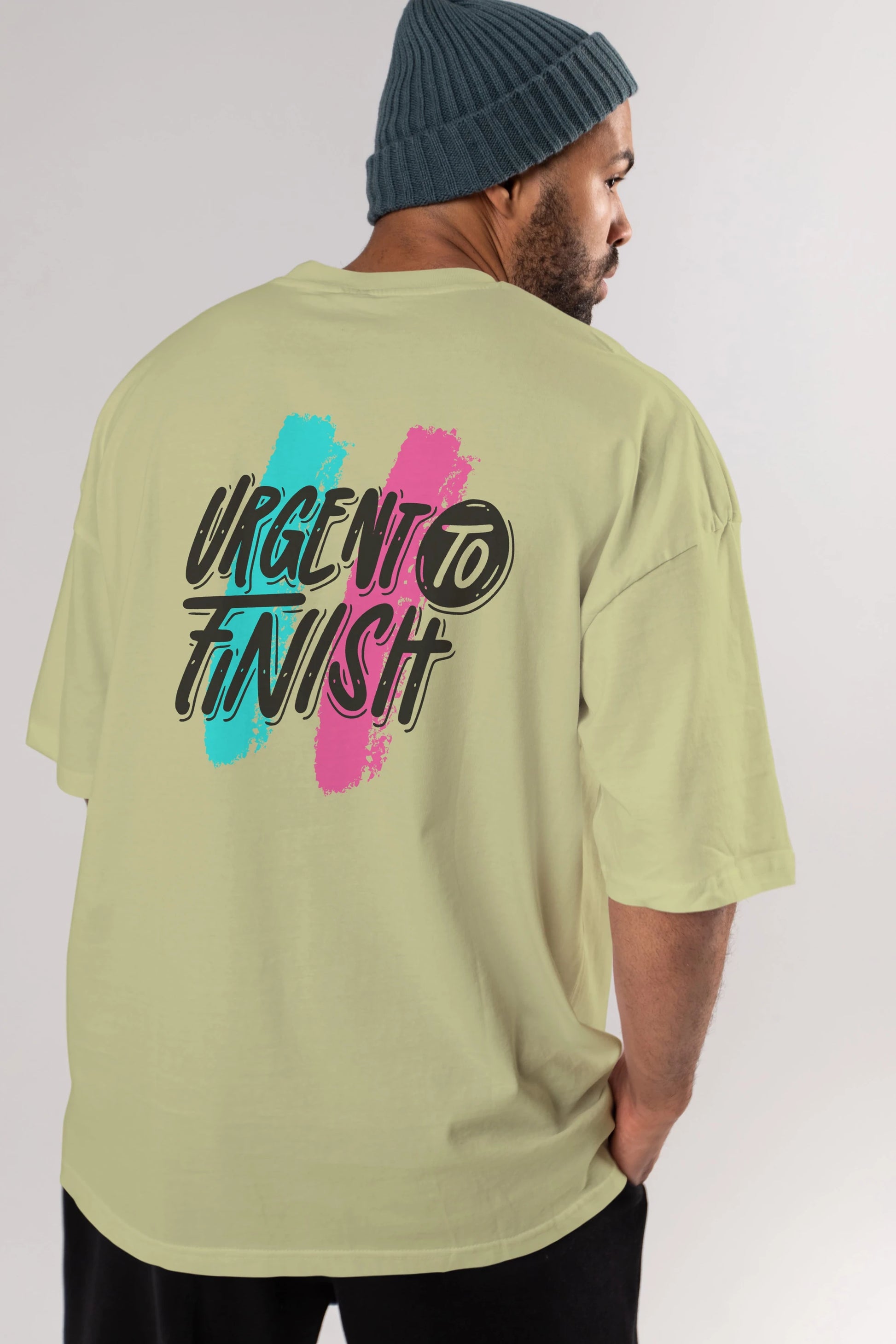 Urgent To Finish Arka Baskılı Oversize t-shirt Erkek Kadın Unisex