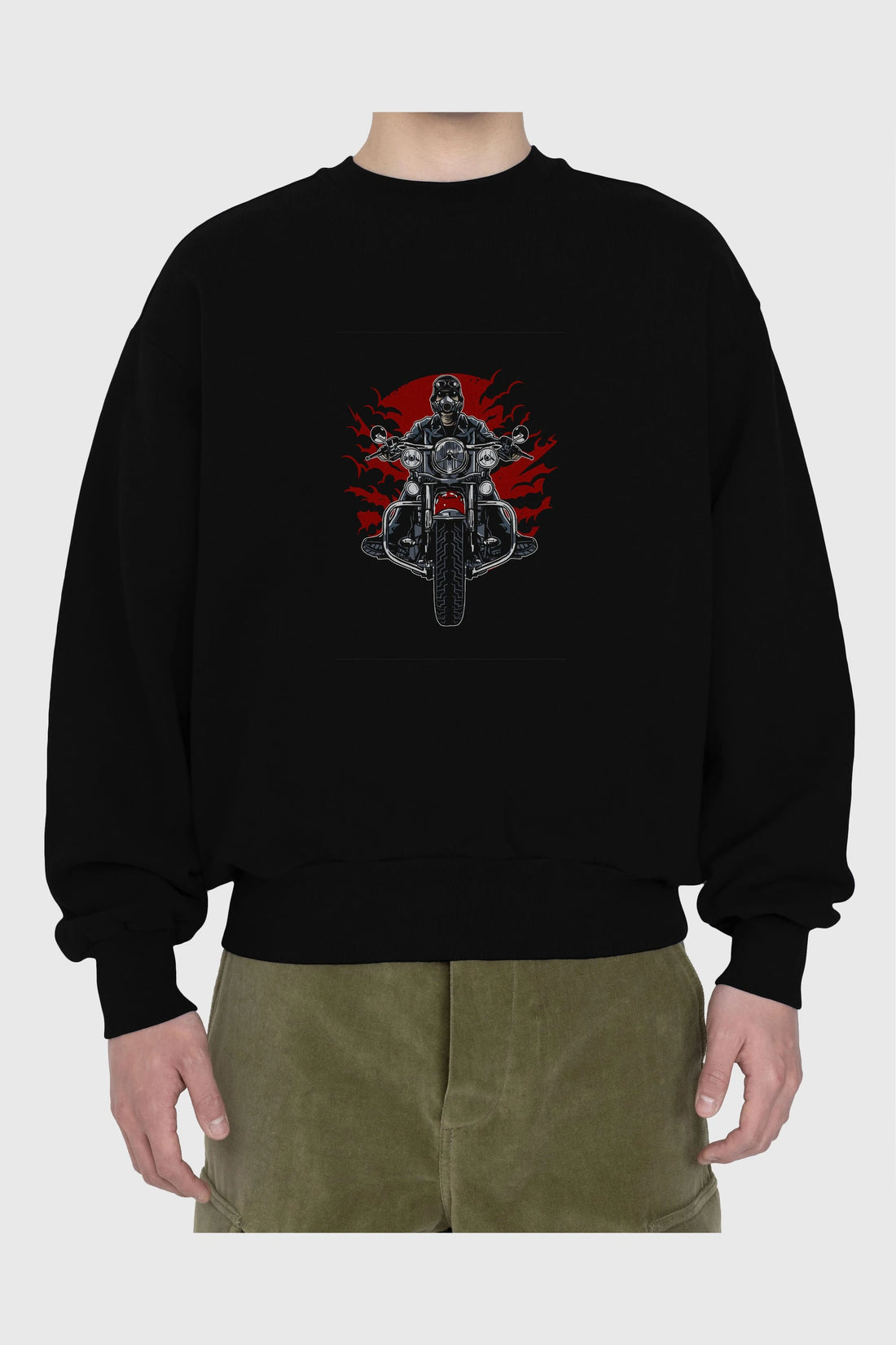 Wild Biker Ön Baskılı Oversize Sweatshirt Erkek Kadın Unisex