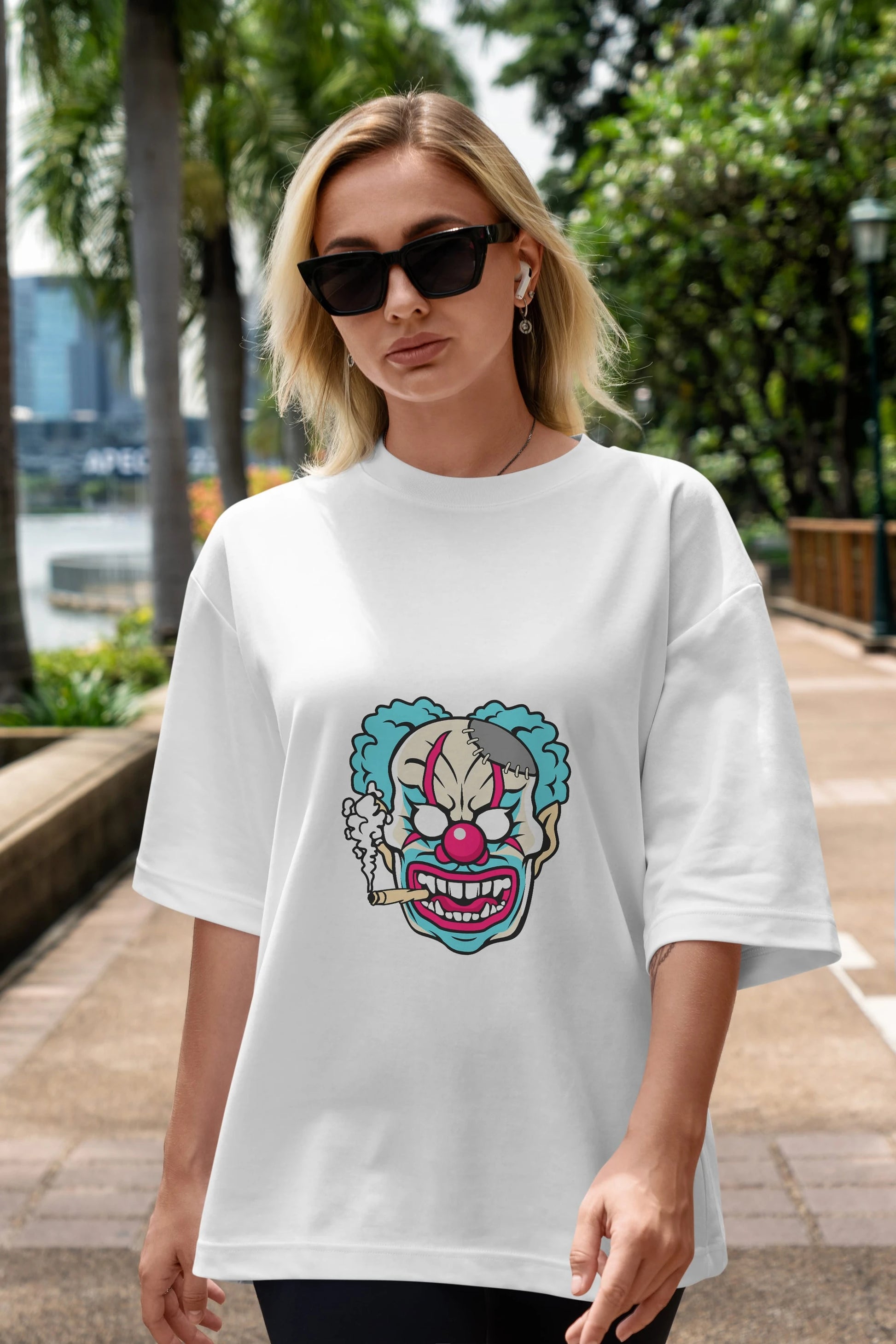 Clown Beast Ön Baskılı Oversize t-shirt Erkek Kadın Unisex %100 Pamuk tişort