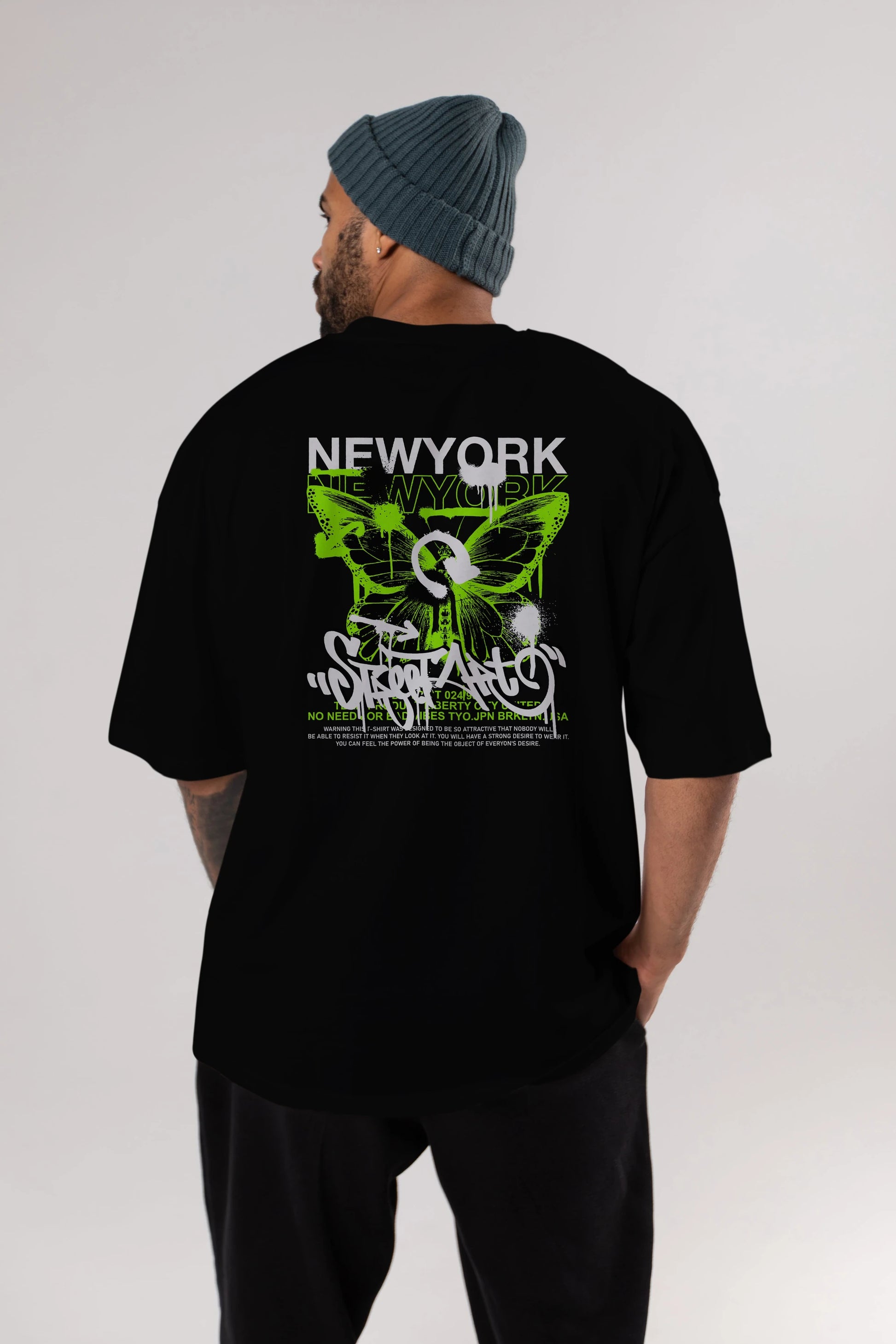 New York Street Style Arka Baskılı Oversize t-shirt Erkek Kadın Unisex