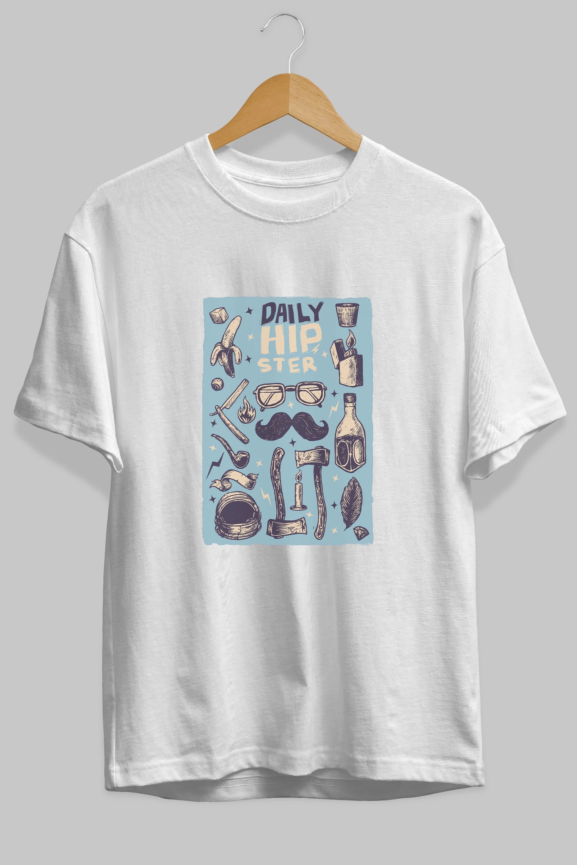 Hipster Ön Baskılı Oversize t-shirt Erkek Kadın Unisex %100 Pamuk tişort