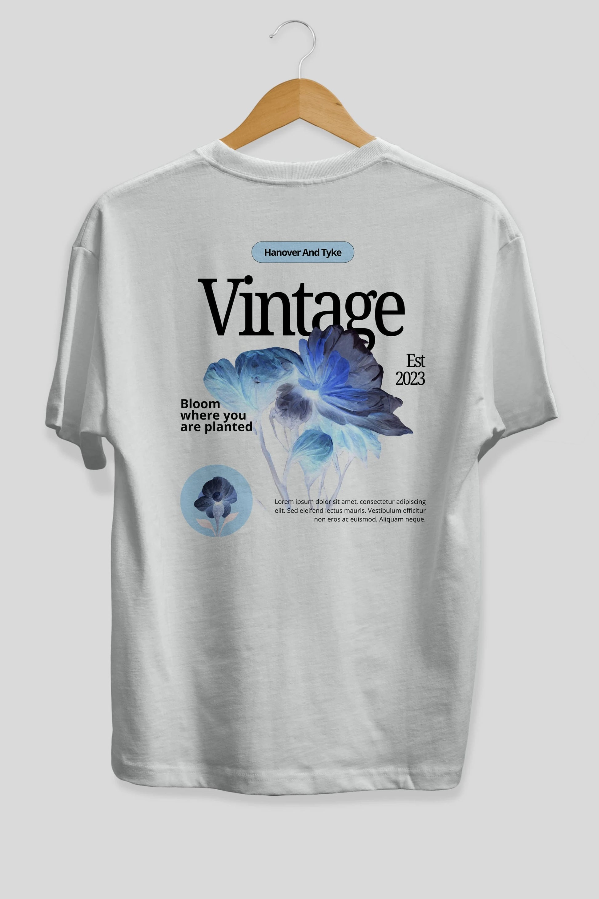 Vintage Çiçek Arka Baskılı Oversize t-shirt Erkek Kadın Unisex
