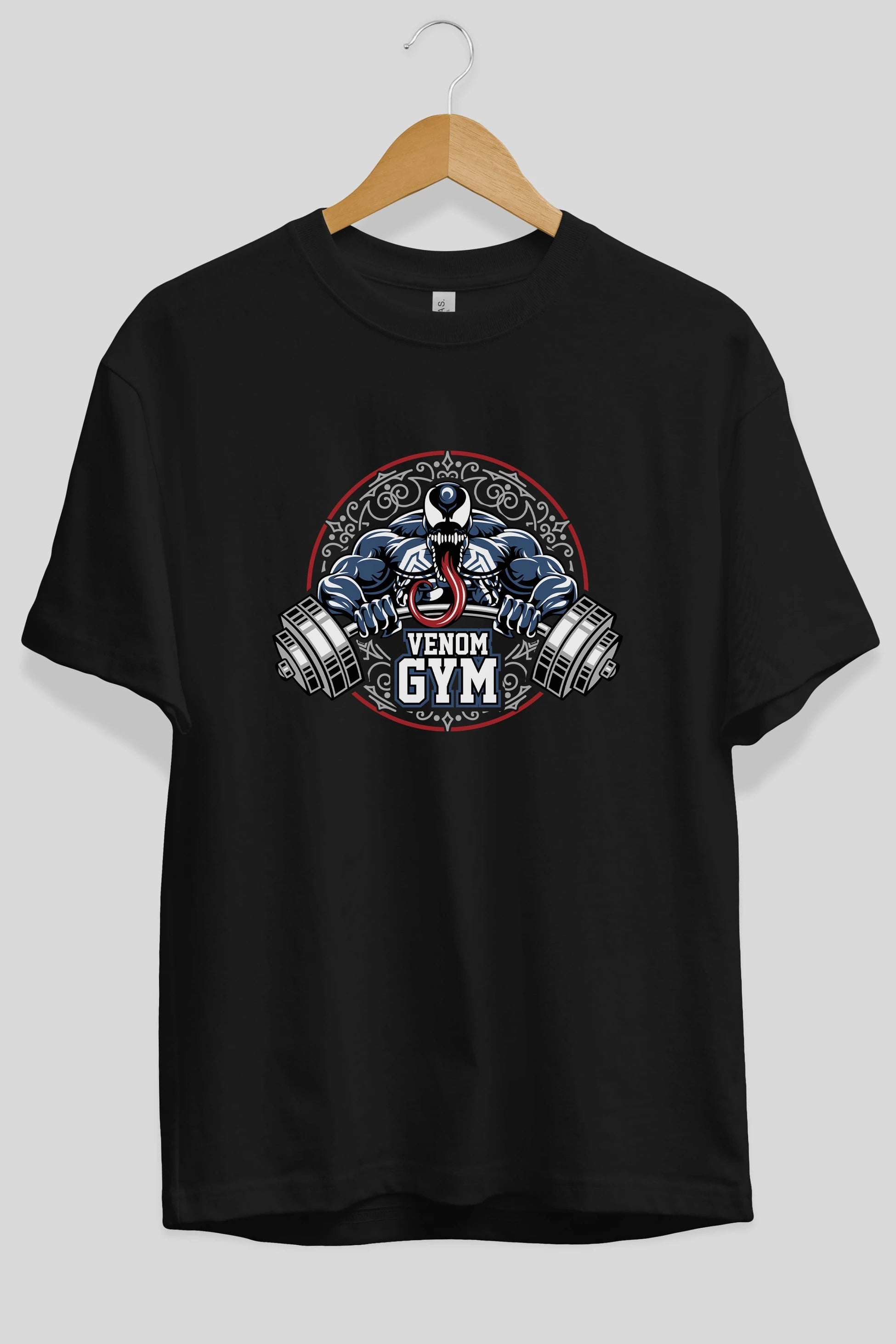Venom GYM Ön Baskılı Oversize t-shirt Erkek Kadın Unisex %100 Pamuk Bisiklet Yaka tişort
