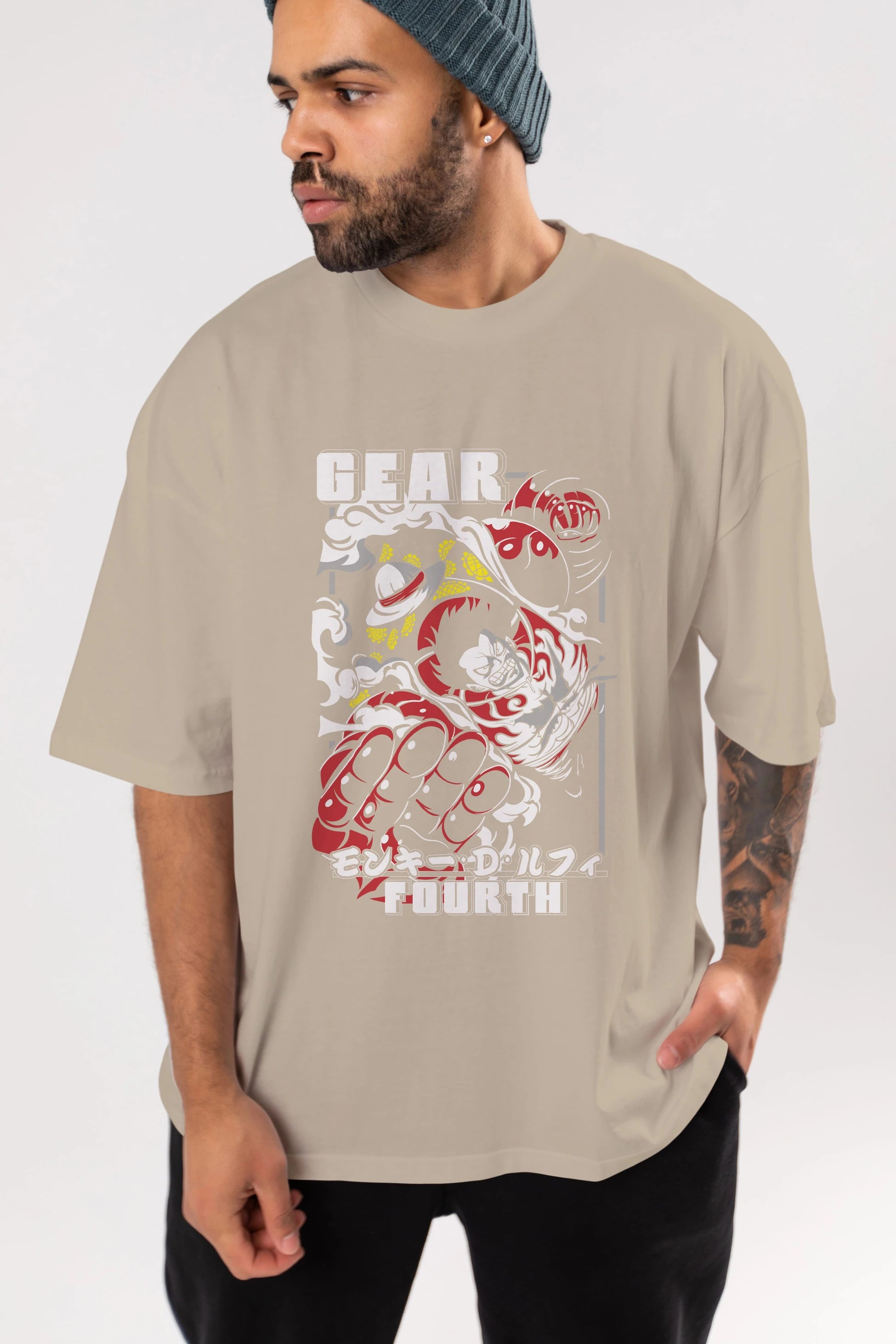 Luffy GEAR 4 Anime Ön Baskılı Oversize t-shirt Erkek Kadın Unisex
