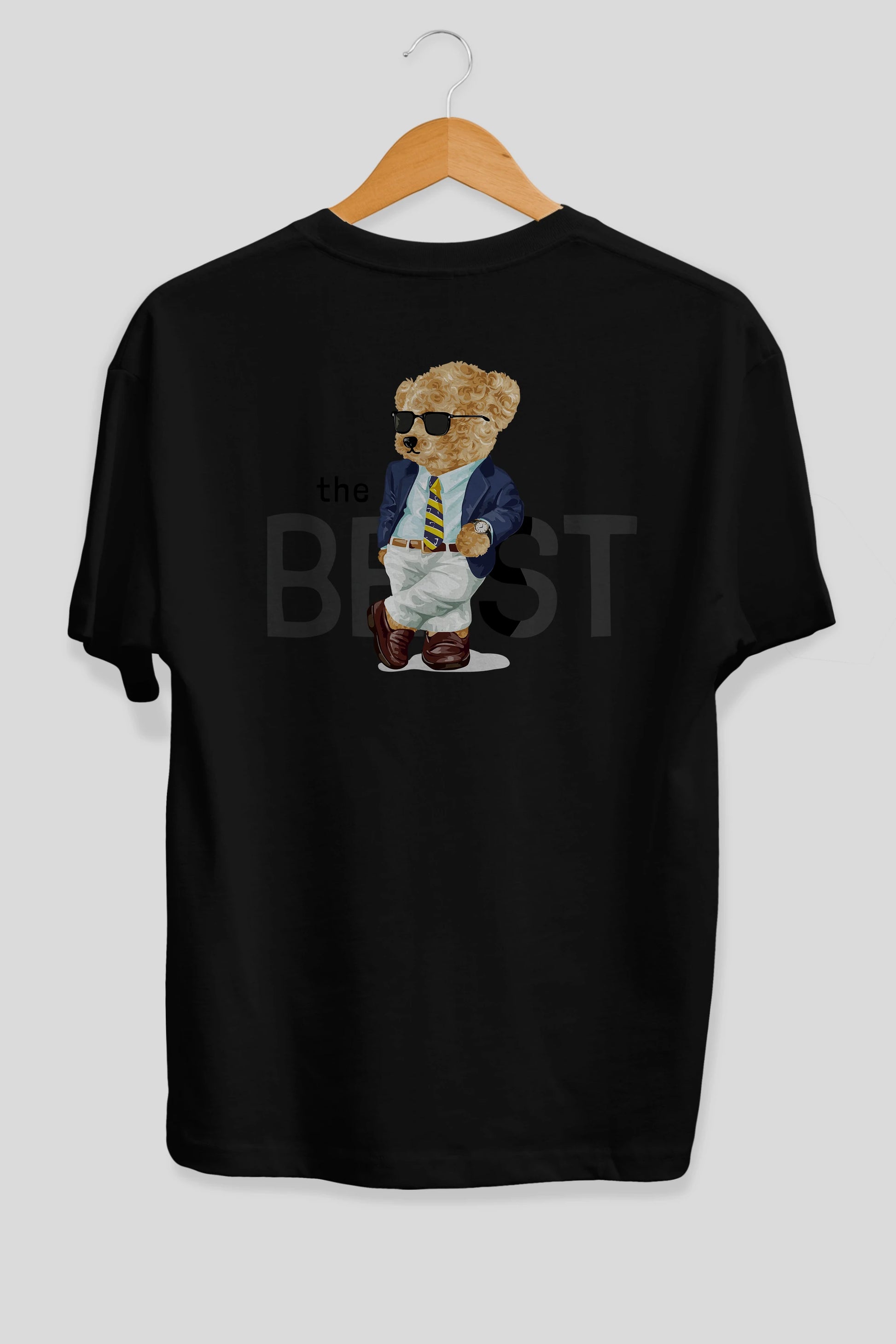 Teddy Bear The Best Arka Baskılı Oversize t-shirt Erkek Kadın Unisex %100 Pamuk