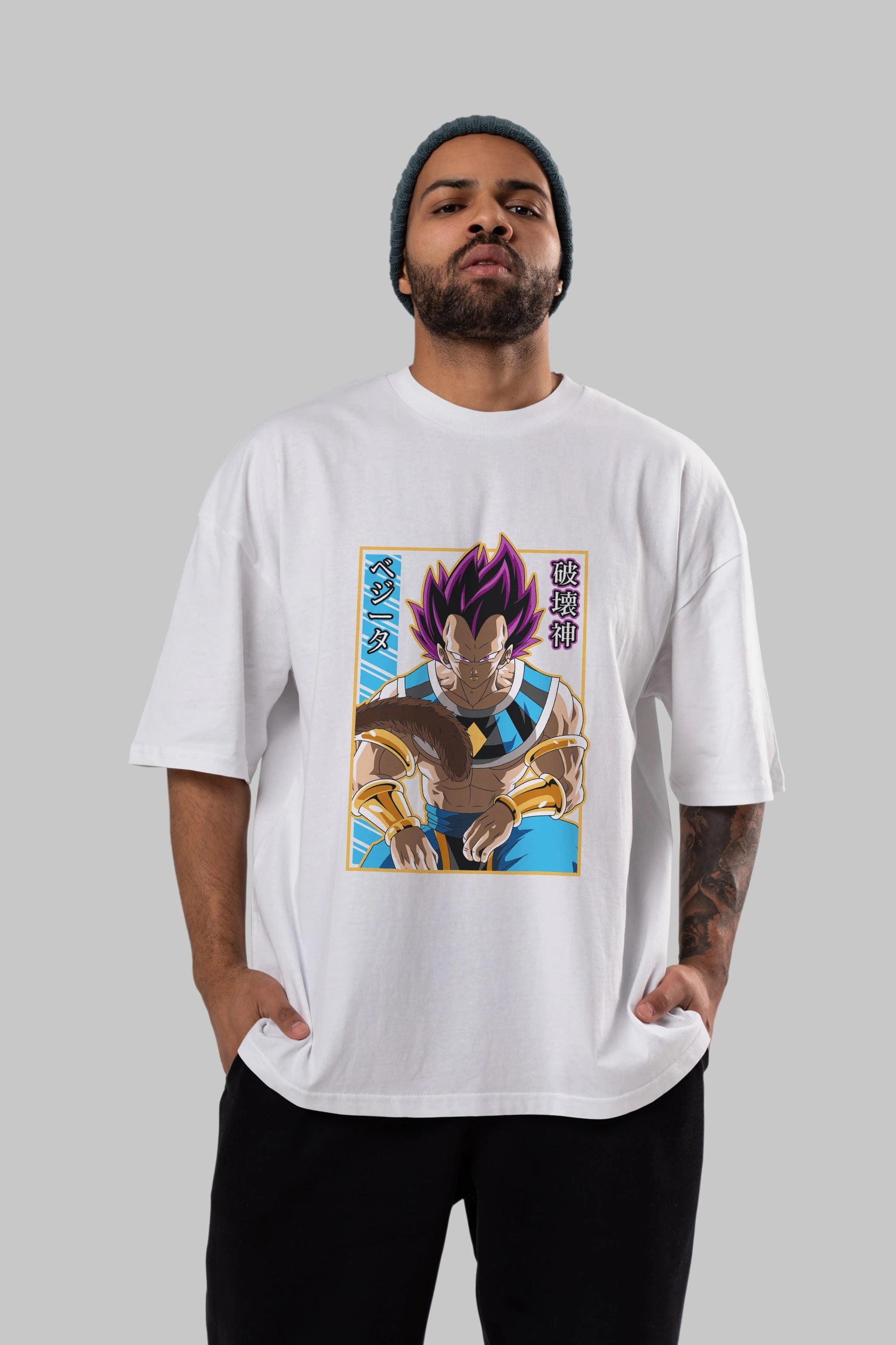 DragonBall VegetaHakaishin Anime Ön Baskılı Oversize t-shirt %100 pamuk Erkek Kadın Unisex