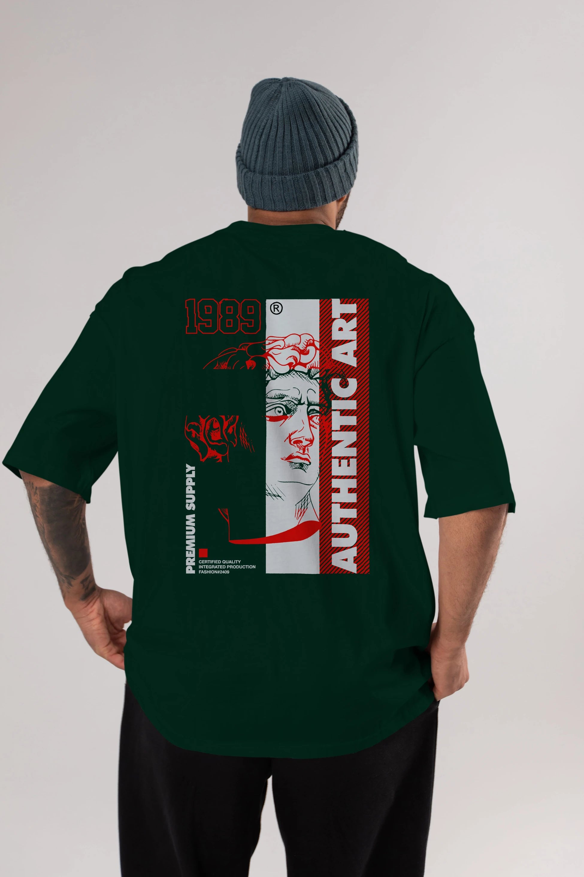 Authentic Art Arka Baskılı Oversize t-shirt Erkek Kadın Unisex