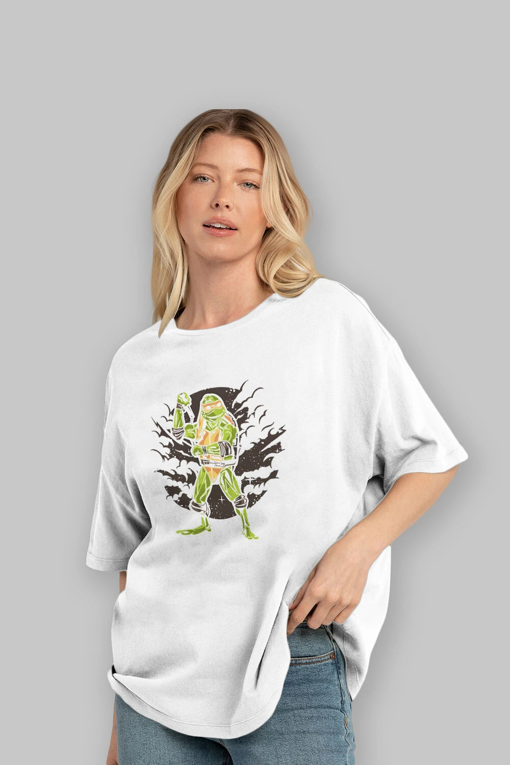 TURTLES Ön Baskılı Oversize t-shirt Erkek Kadın Unisex %100 Pamuk tişort