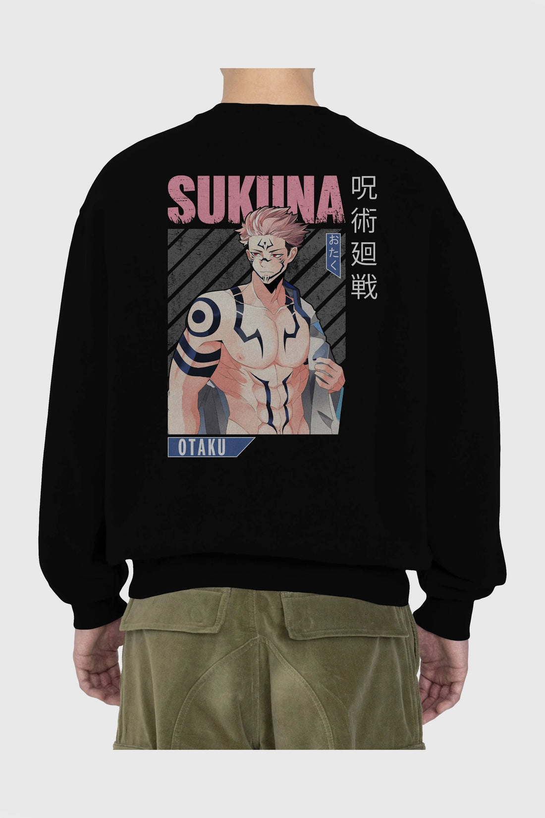 Sukuna Ryoumen 1 Anime Arka Baskılı Oversize Sweatshirt Erkek Kadın Unisex