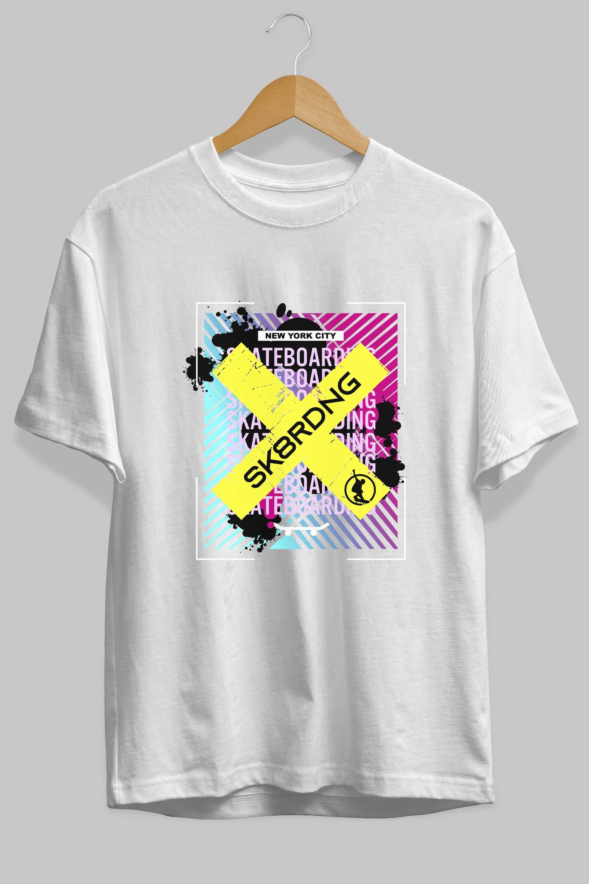 Skatebording Ön Baskılı Oversize t-shirt Erkek Kadın Unisex