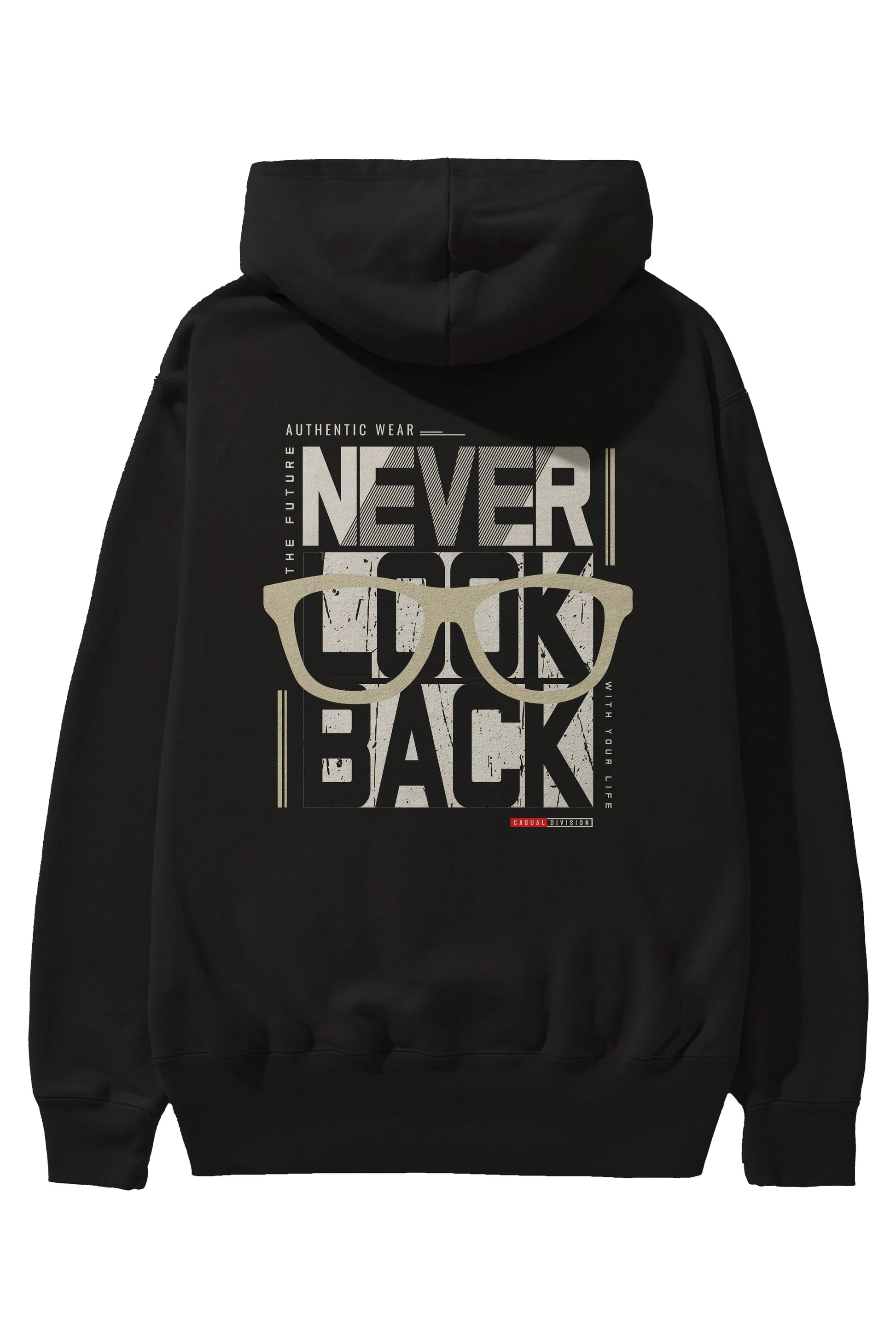 Never Look Back Arka Baskılı Hoodie Oversize Kapüşonlu Sweatshirt Erkek Kadın Unisex