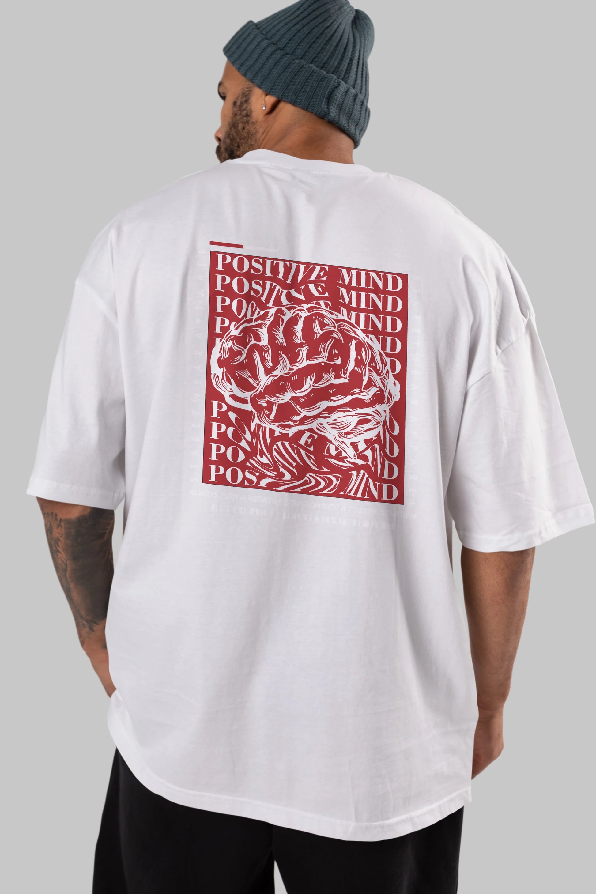 Positive Mind Arka Baskılı Oversize t-shirt Erkek Kadın Unisex
