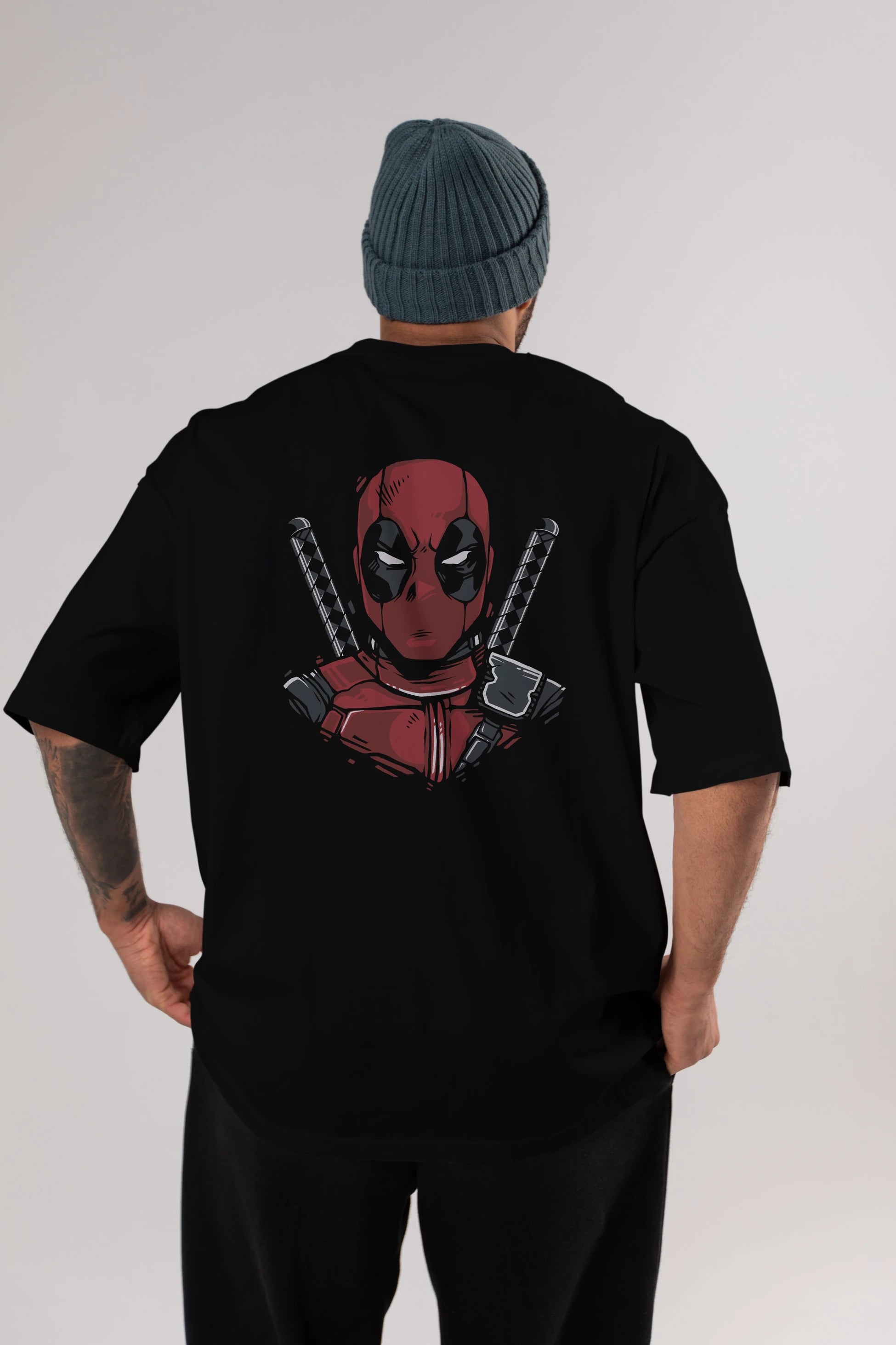 Deadpool (4) Arka Baskılı Oversize t-shirt Erkek Kadın Unisex %100 Pamuk Bisiklet Yaka tişort