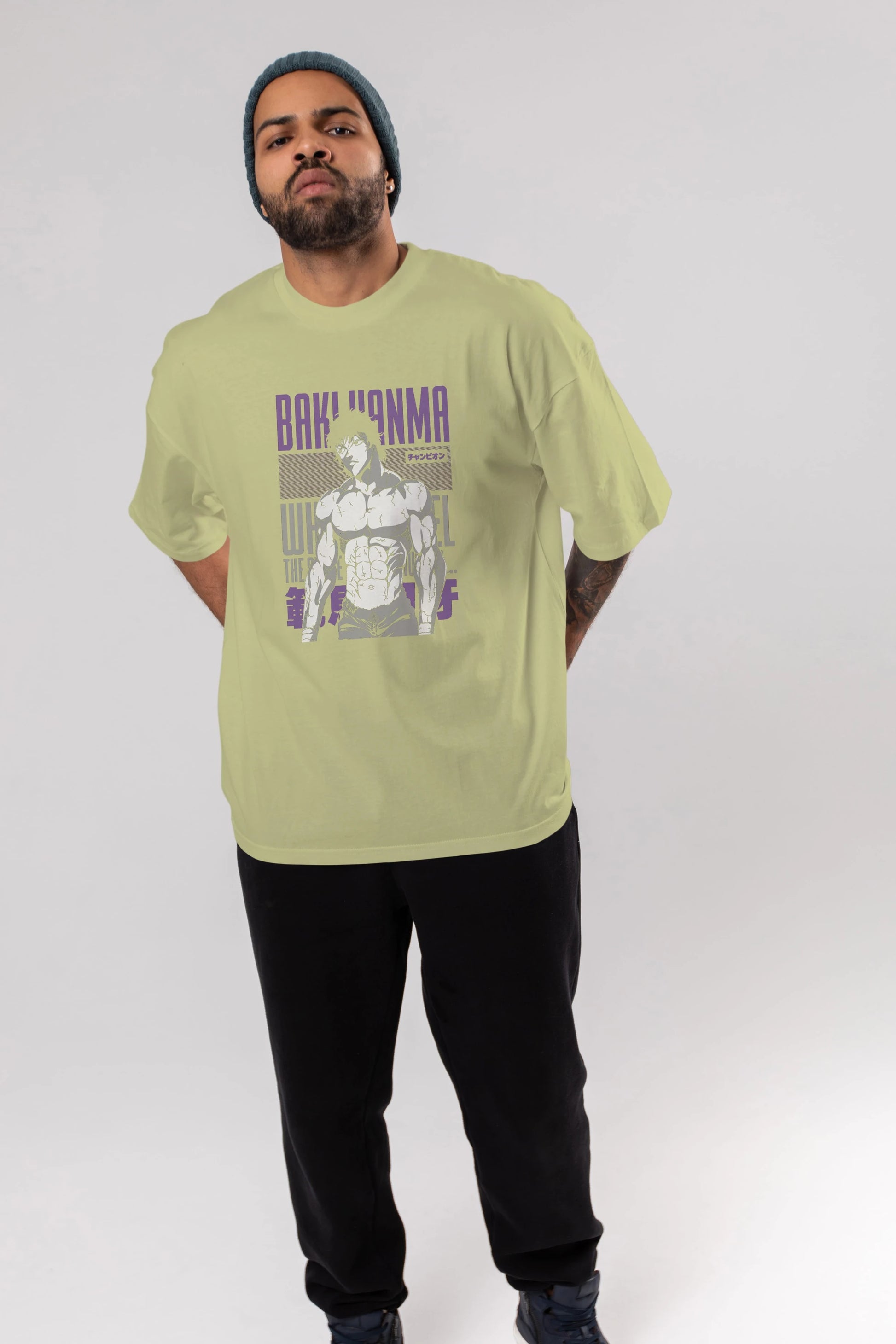 BAKI HANMA (2) Anime Ön Baskılı Oversize t-shirt %100 pamuk Erkek Kadın Unisex