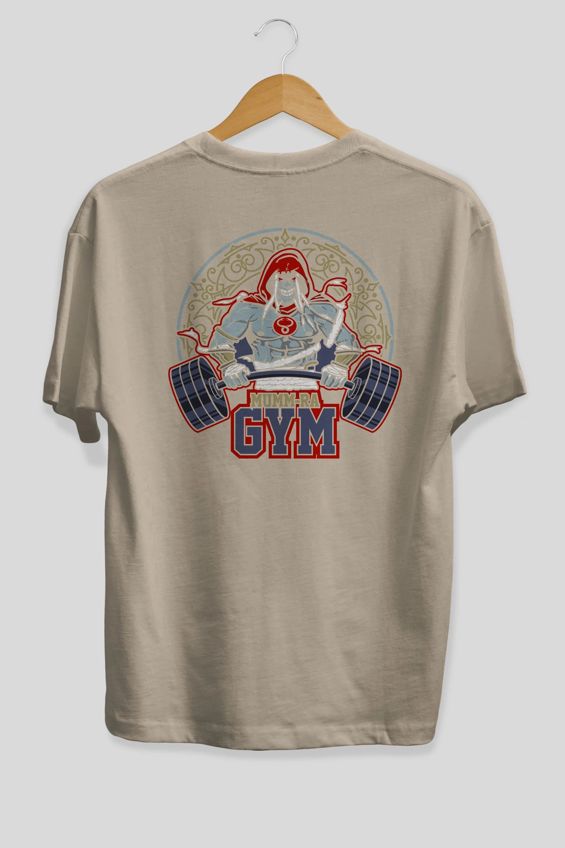 Mumm-ra GYM Arka Baskılı Oversize t-shirt Erkek Kadın Unisex %100 Pamuk Bisiklet Yaka tişort