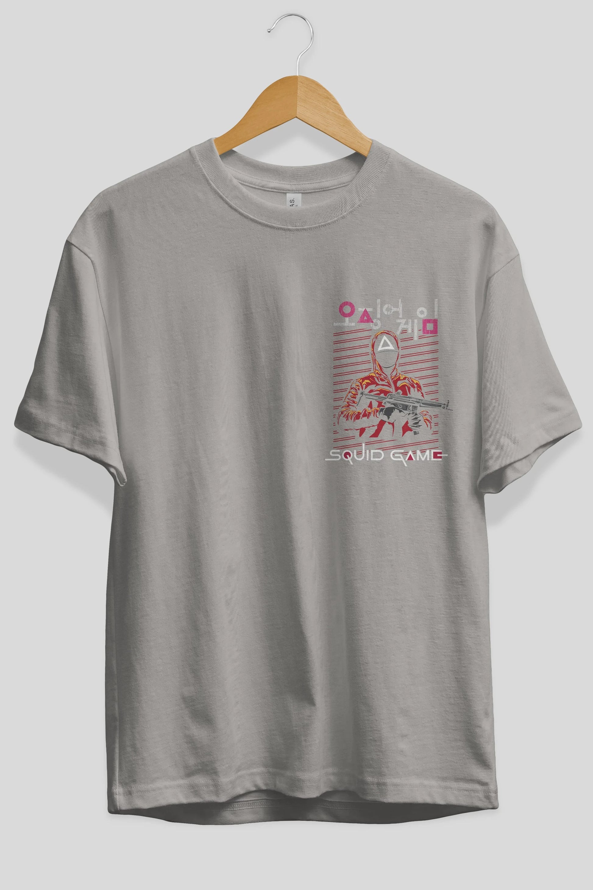 Squid Game (2) Ön Sol Baskılı Oversize t-shirt Erkek Kadın Unisex %100 Pamuk Bisiklet Yaka tişort