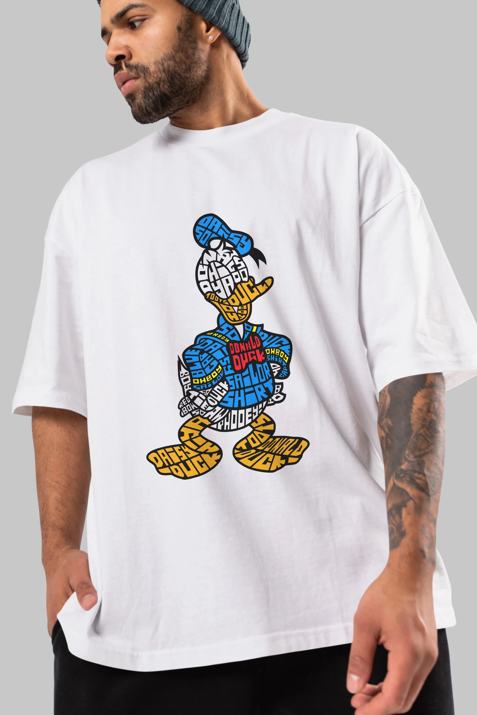 Donald Ön Baskılı Oversize t-shirt %100 pamuk Erkek Kadın Unisex