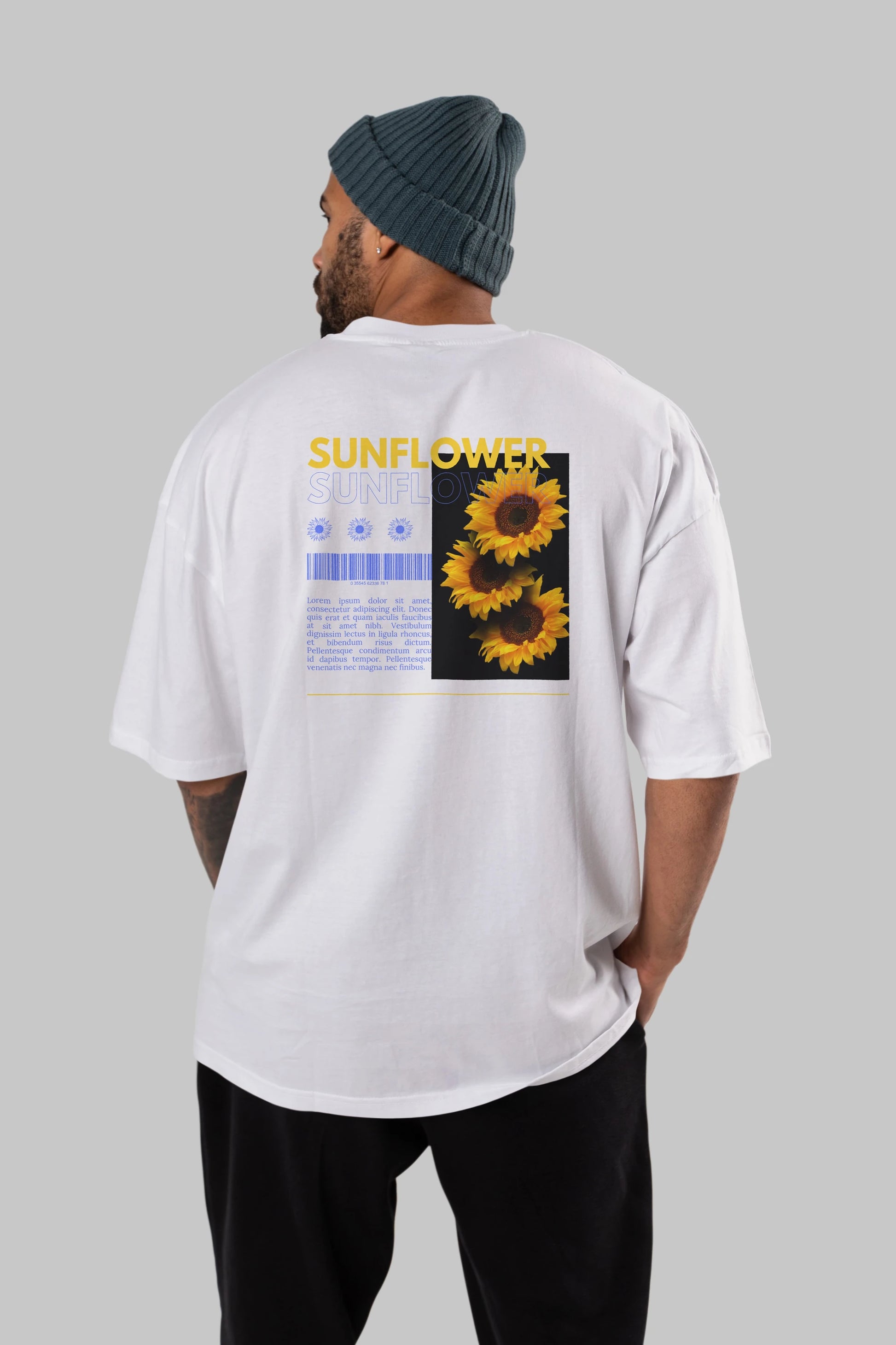 Sunflower Arka Baskılı Oversize t-shirt Erkek Kadın Unisex