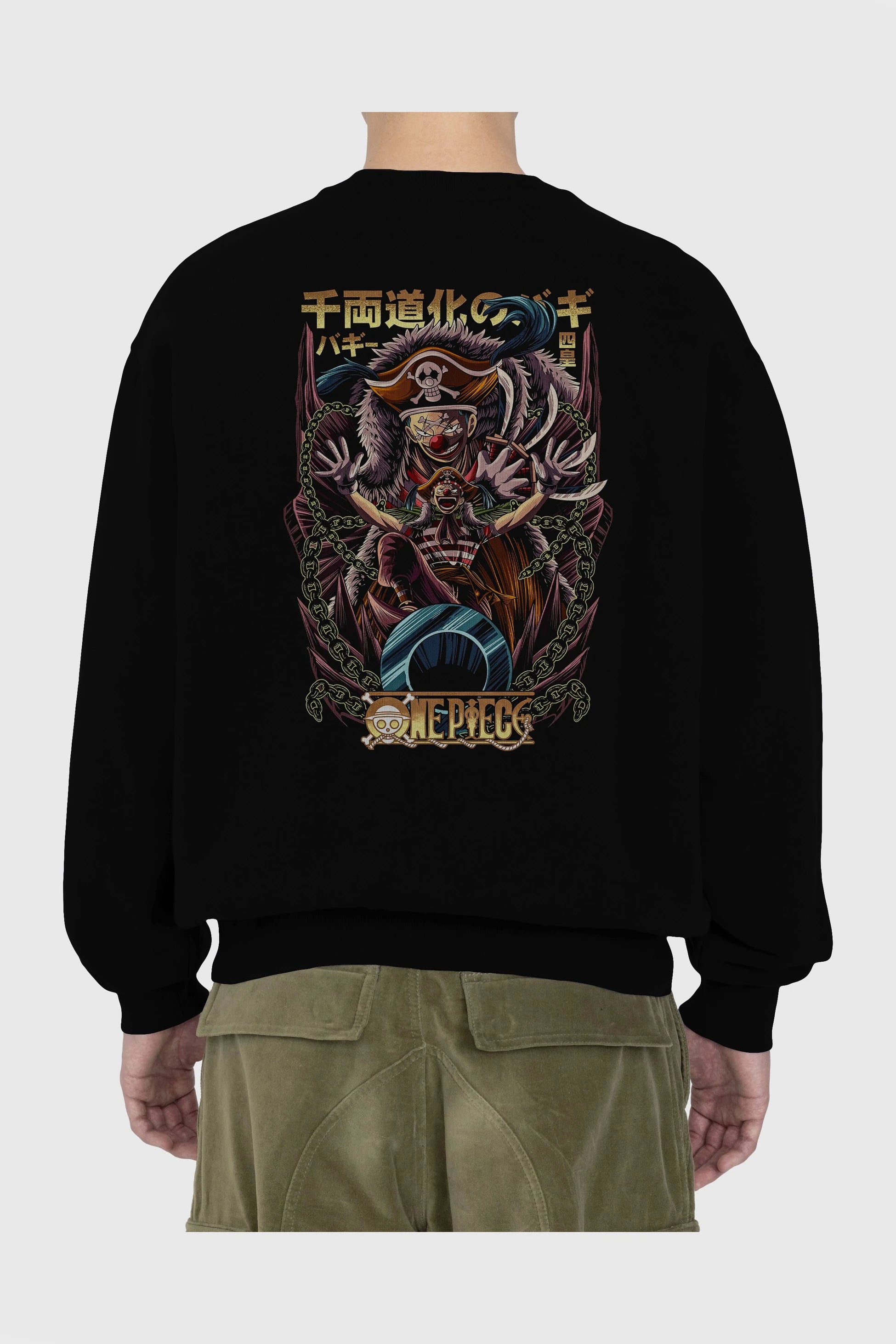 ONE PIECE (5) Anime Arka Baskılı Oversize Sweatshirt Erkek Kadın Unisex