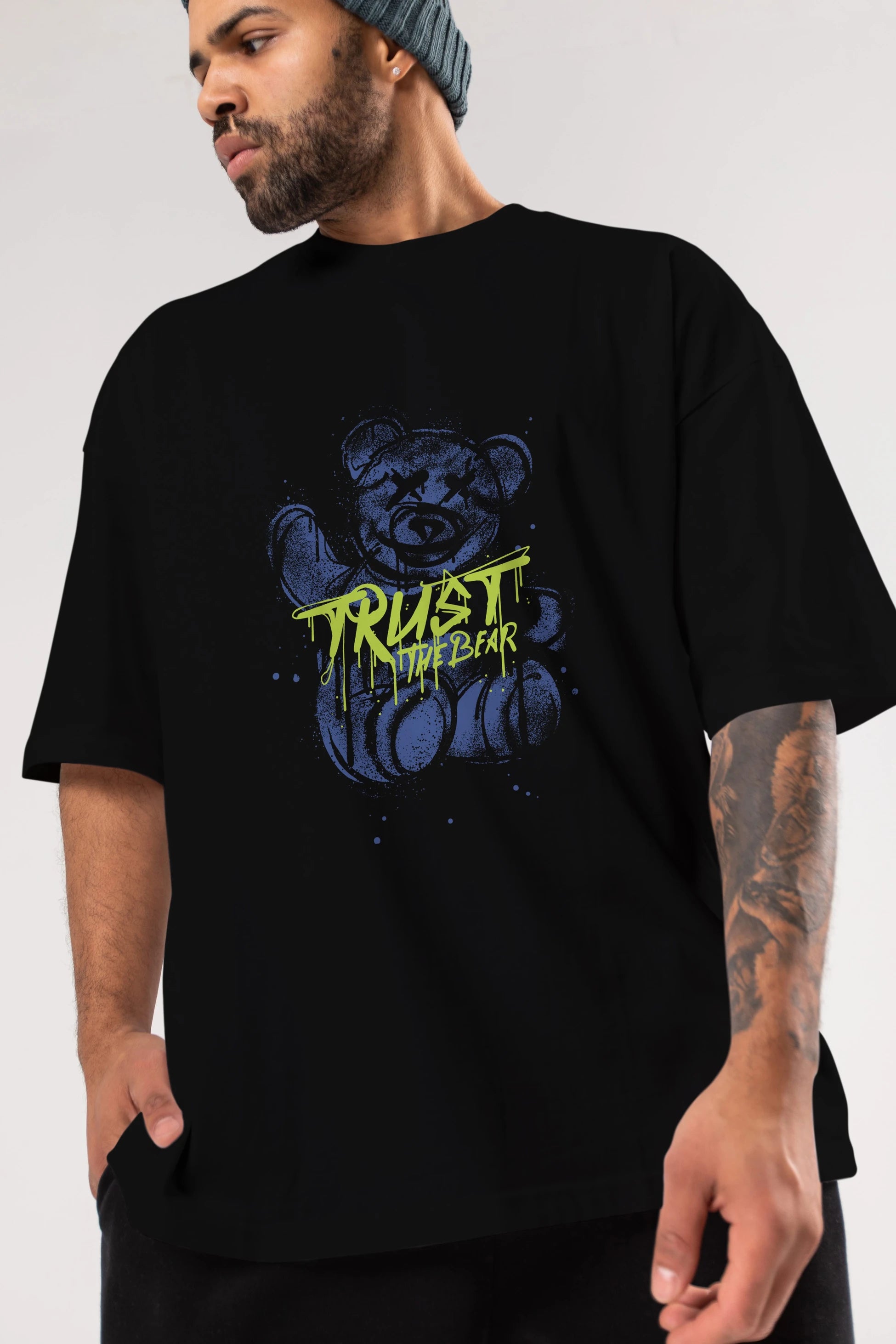 Trust The Bear 4 Ön Baskılı Oversize t-shirt Erkek Kadın Unisex