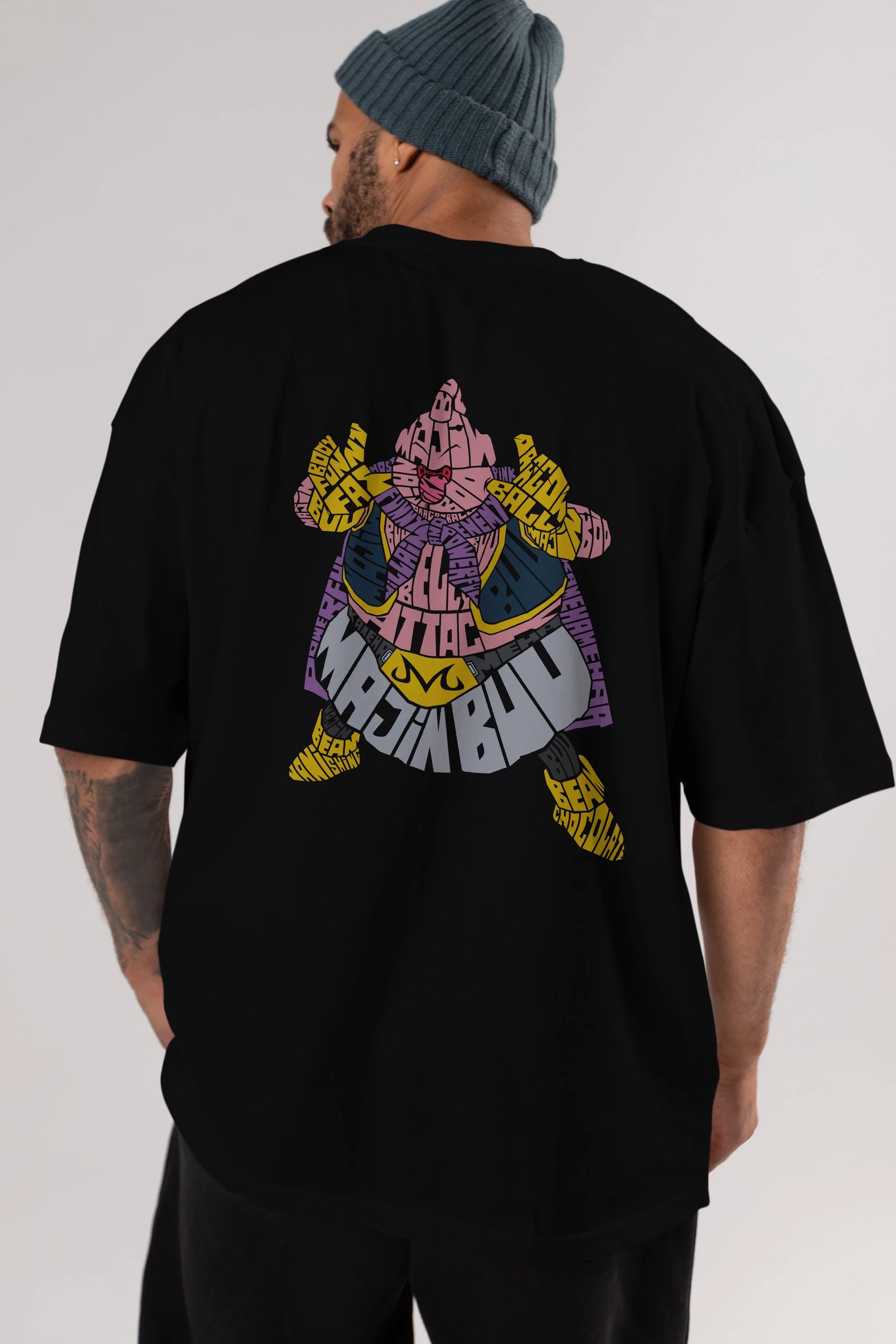 Majin Buu Arka Baskılı Oversize t-shirt %100 pamuk Erkek Kadın Unisex