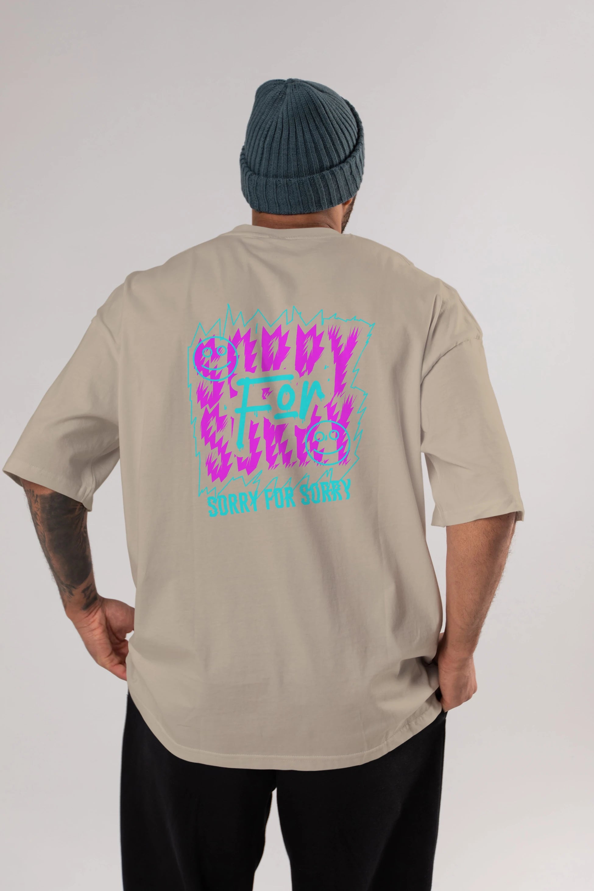 Sorry for Sorry Arka Baskılı Oversize t-shirt Erkek Kadın Unisex