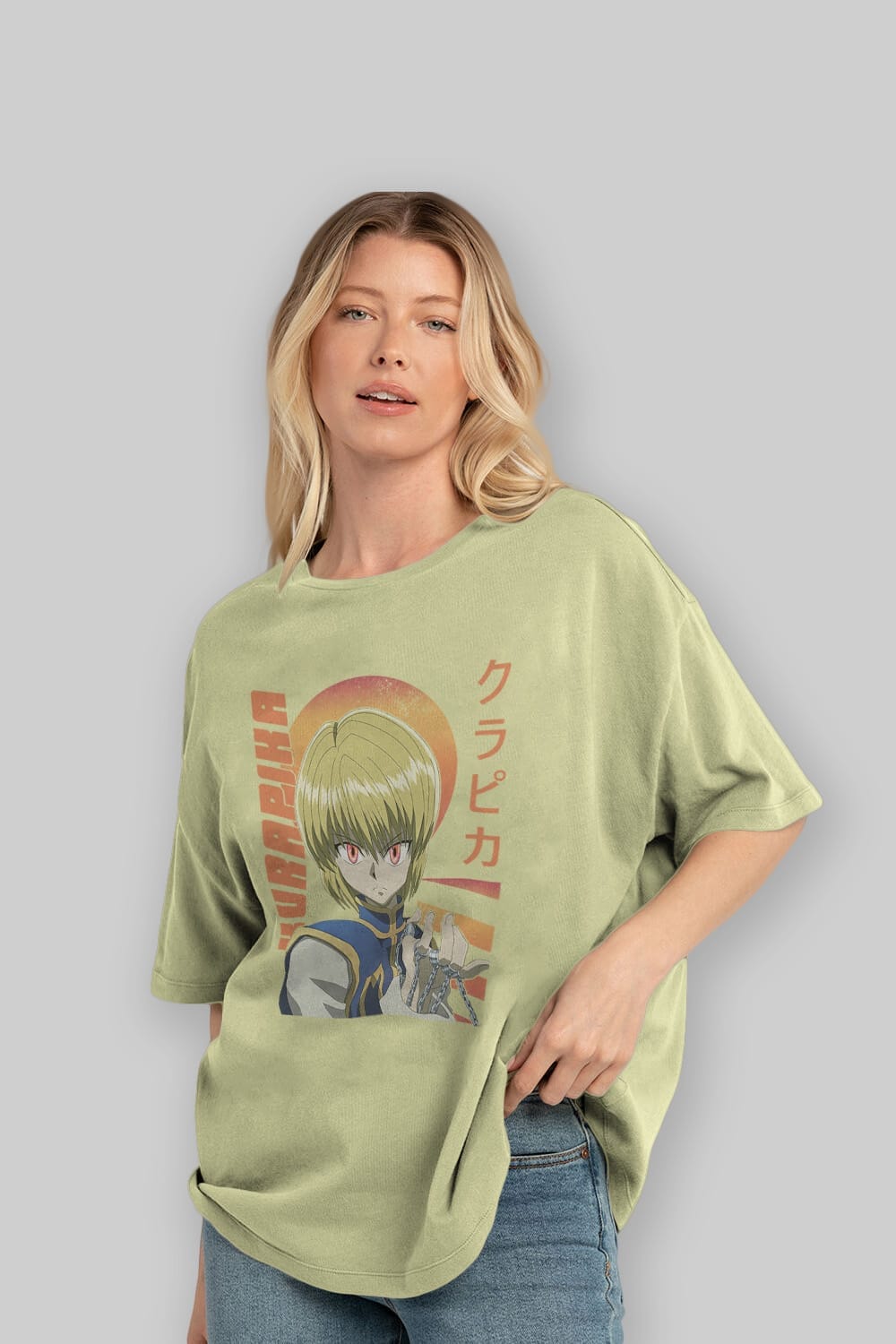 Kurapika 5 (2) Anime Ön Baskılı Oversize t-shirt %100 pamuk Erkek Kadın Unisex