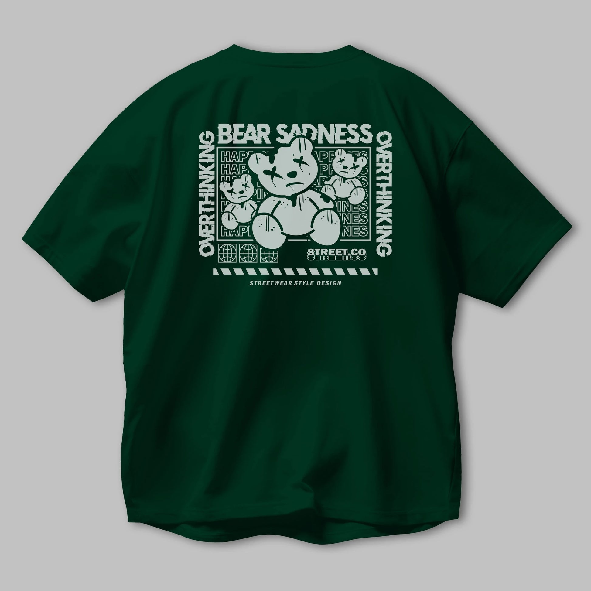 Bear Sadness 2 Arka Baskılı Oversize t-shirt Erkek Kadın Unisex