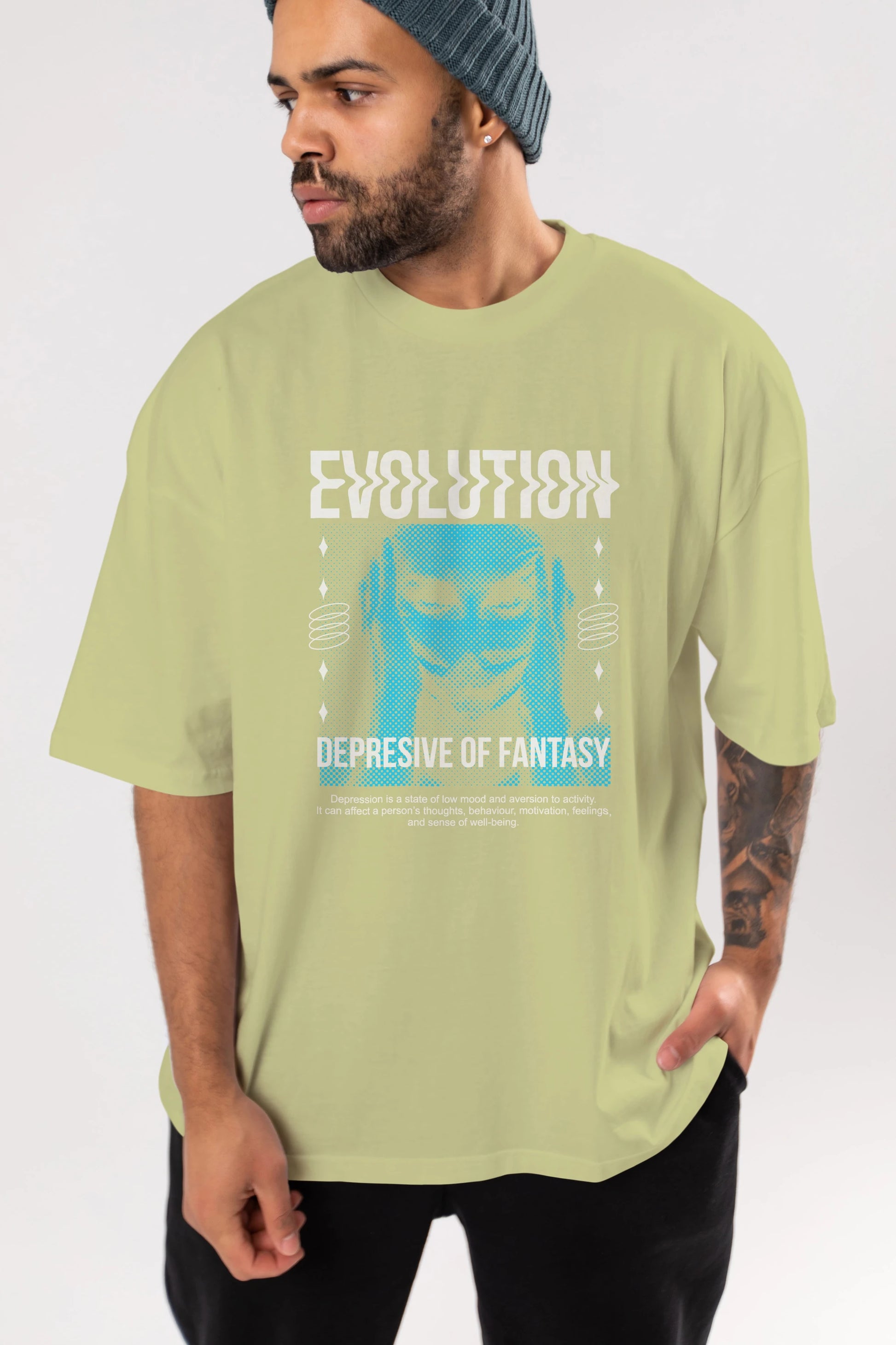 Evolution Ön Baskılı Oversize t-shirt Erkek Kadın Unisex