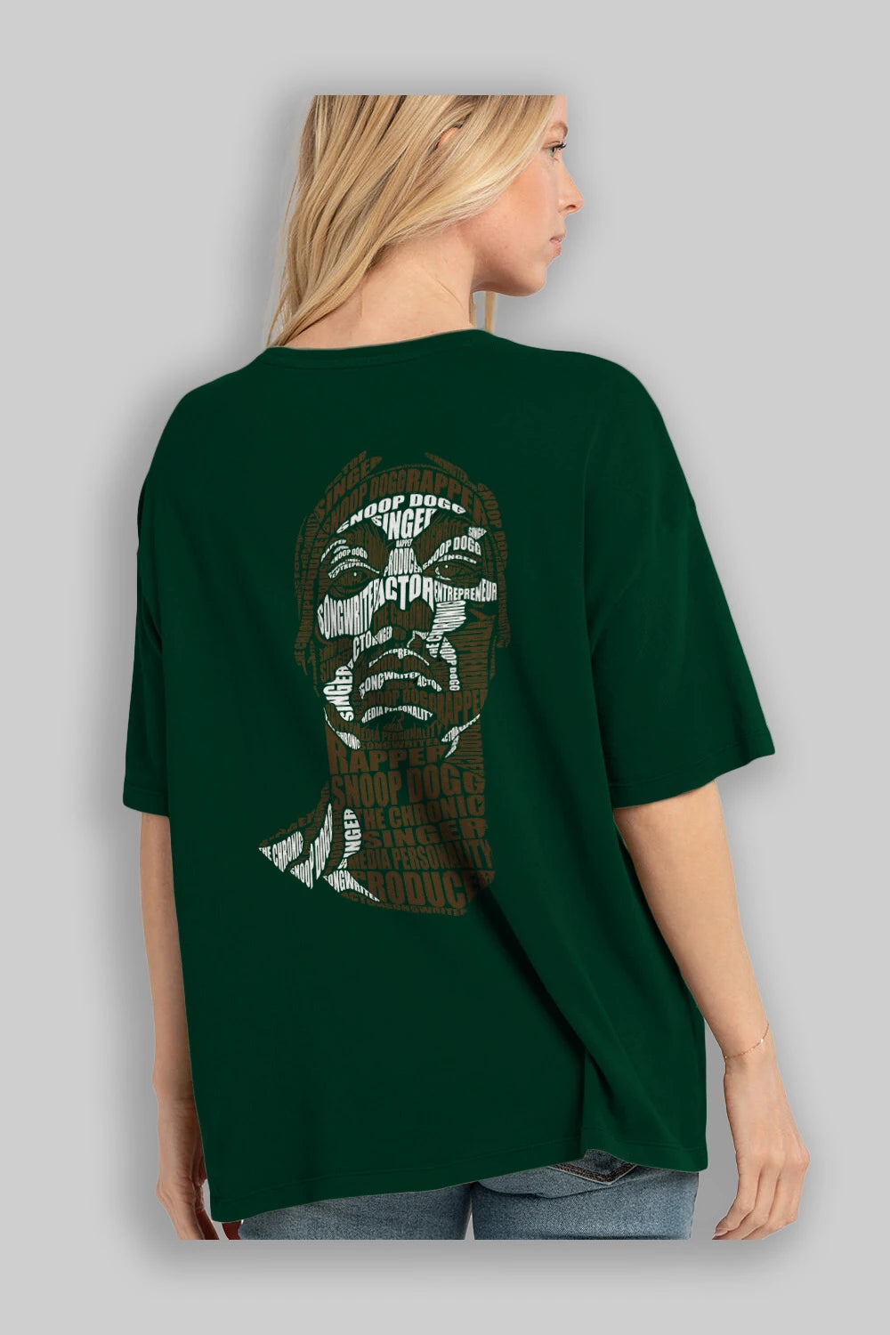 Snoop Dogg Calligram Arka Baskılı Oversize t-shirt %100 pamuk Erkek Kadın Unisex