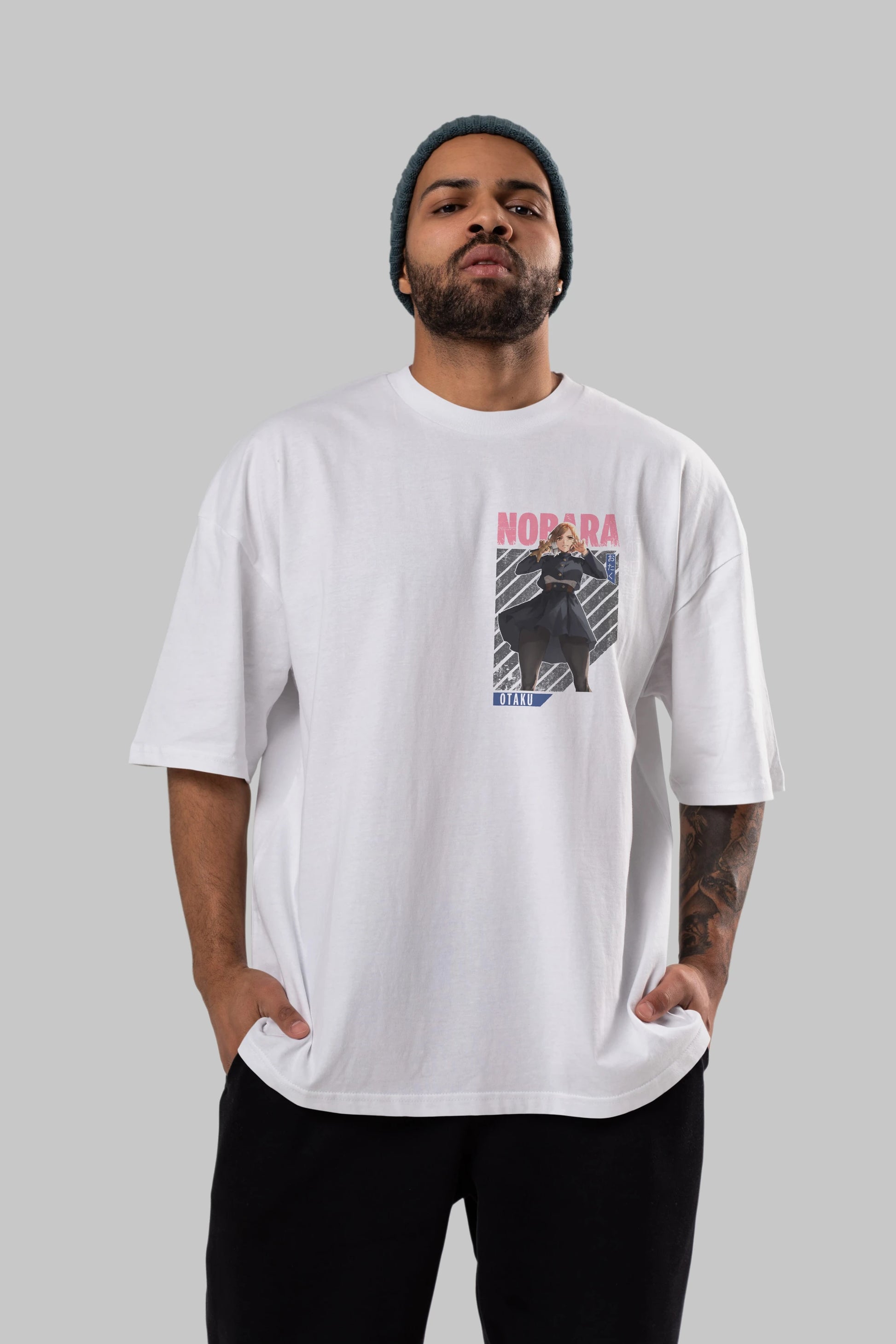 Nobara Kugisaki 4 Ön Sol Baskılı Oversize t-shirt Erkek Kadın Unisex %100 Pamuk Bisiklet Yaka tişort